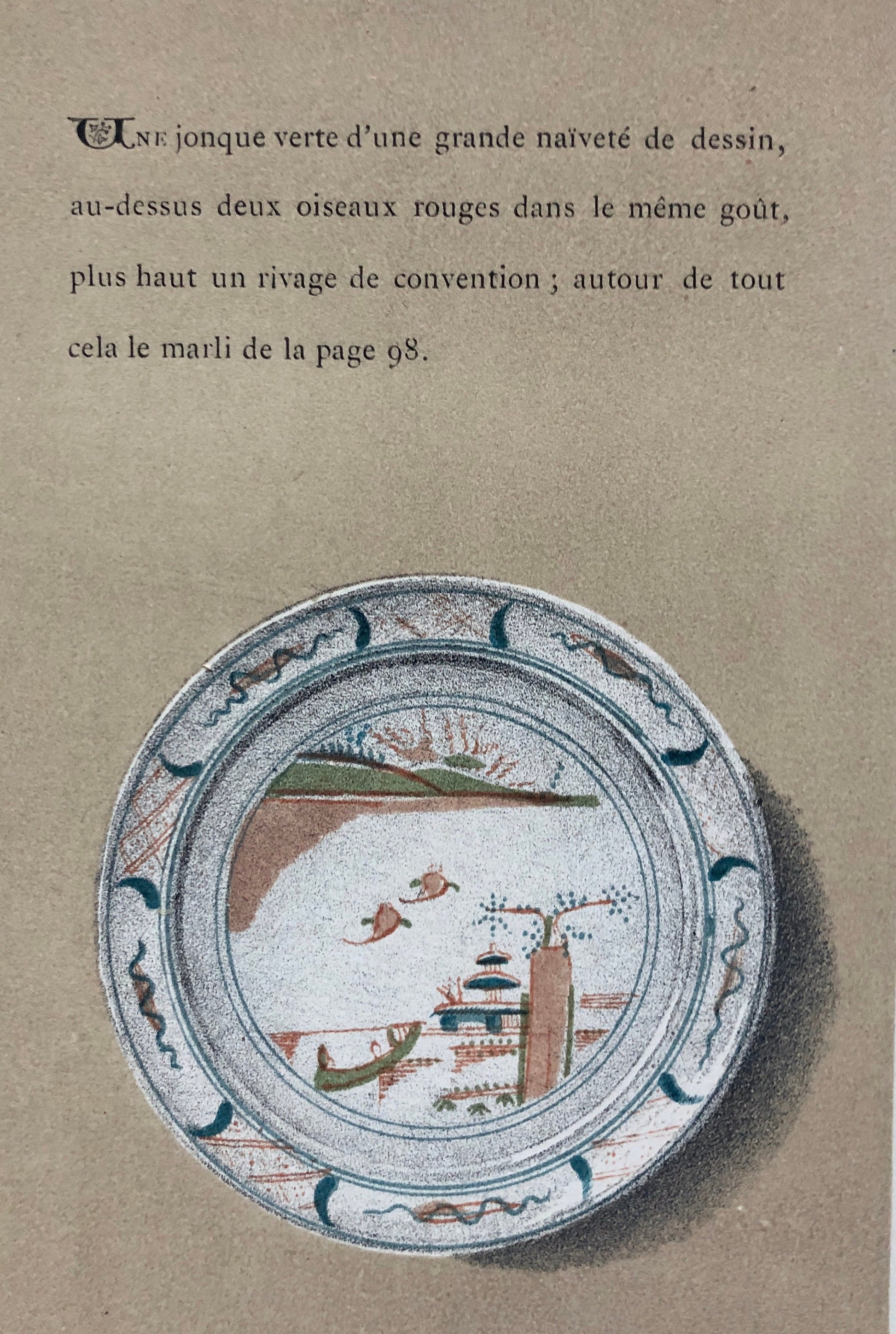 Delft. Faïence Pottery. A Lithograph From La Faïence Populaire au XVIII Siecle by Mareschal. Dated 1872. Size: 26.7 x 17.2 cms.