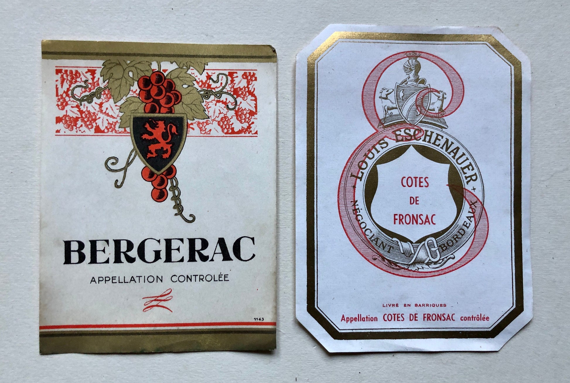 Ten Genuine Wine and Cider Labels Dating From 1950’s.