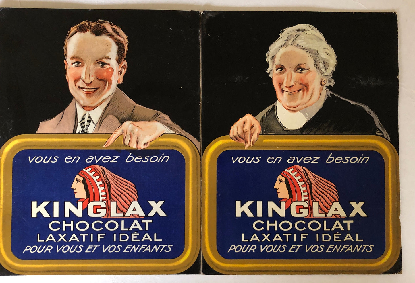 An Original French Advertisement For Kinglax Chocolate. 5 sections . Early 1900’s. Size: 39.5 x 30 cms.