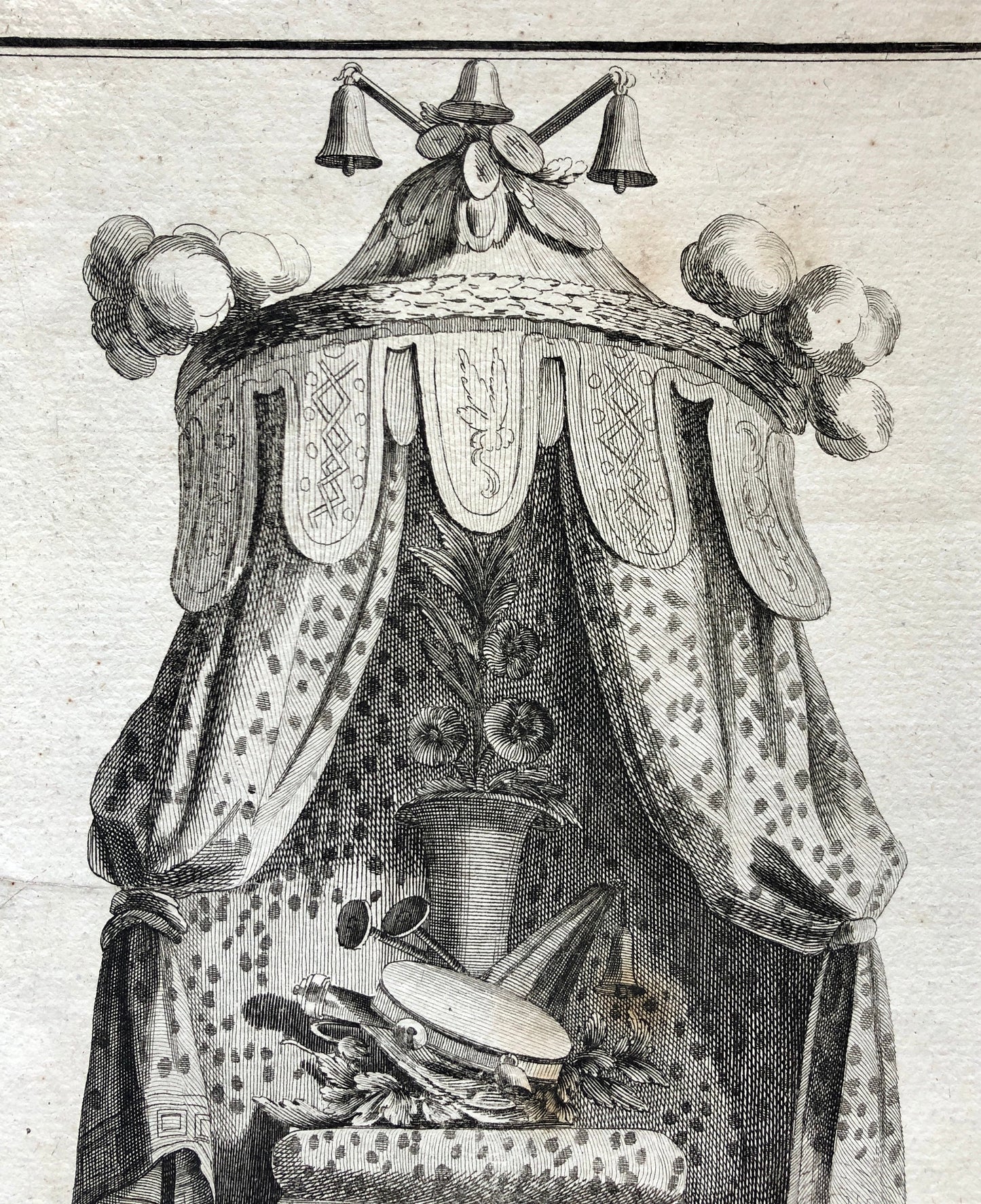 Lit à la Chinoise. A Copper plate Etching From Ameublement by Jean de la Fosse. Circa 1771. Size: 46 x 30.7 cms.