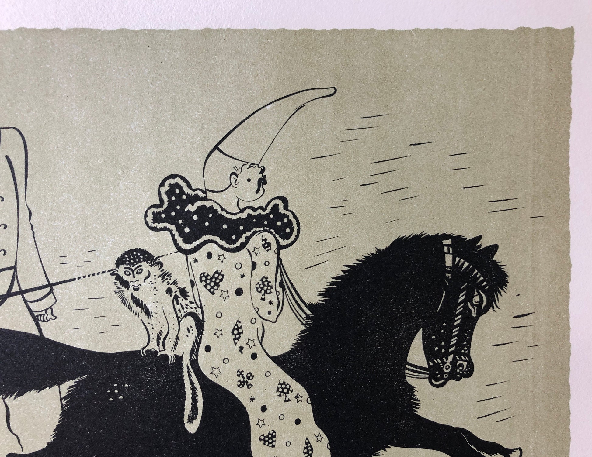 Le Poney Comique. A Lithograph From The Parorama Du Cirque by Serge. One of only 1000 produced in 1944. Size: 23.8 x 29.7 cms.