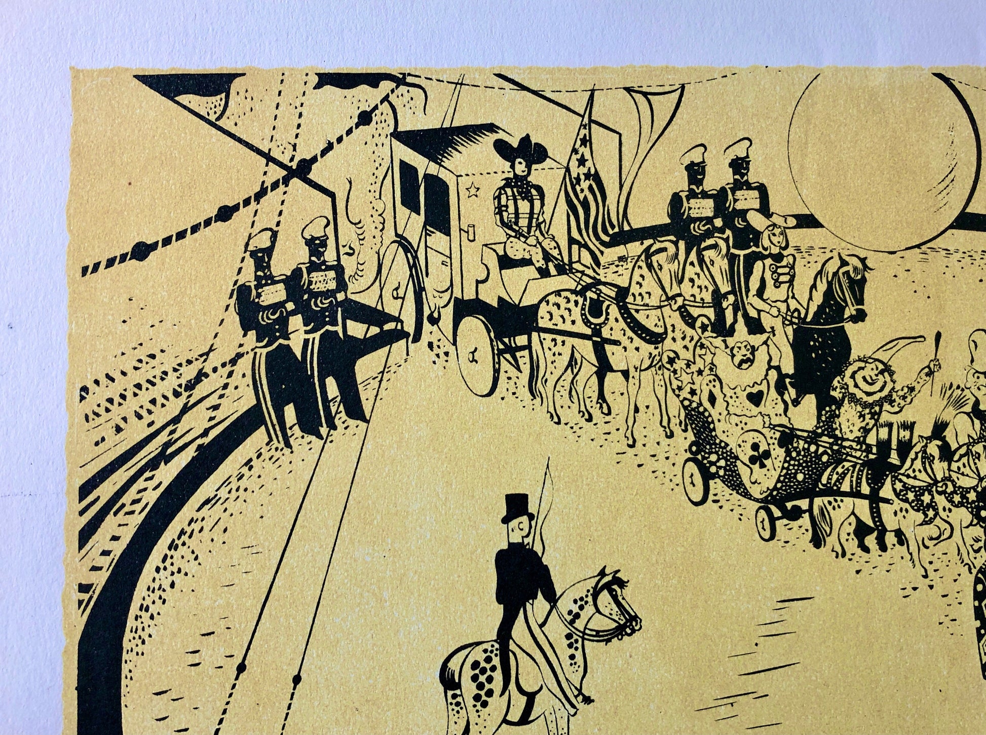 La Parade. A Colour Lithograph From The Parorama Du Cirque by Serge. One of only 1000 produced in 1944. Size: 23.8 x 29.7 cms.