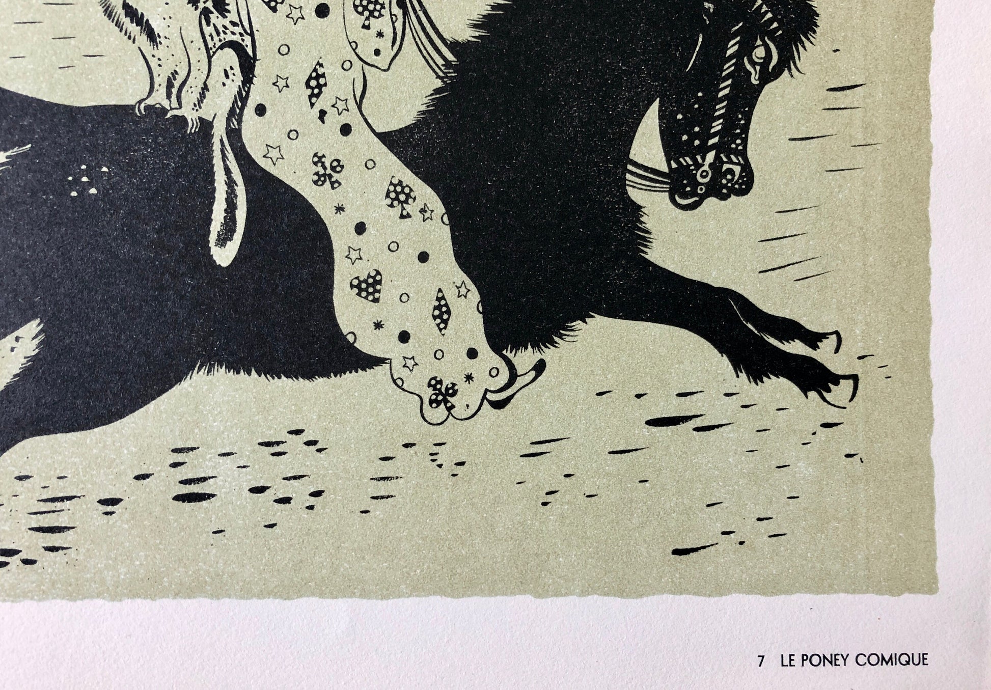 Le Poney Comique. A Lithograph From The Parorama Du Cirque by Serge. One of only 1000 produced in 1944. Size: 23.8 x 29.7 cms.