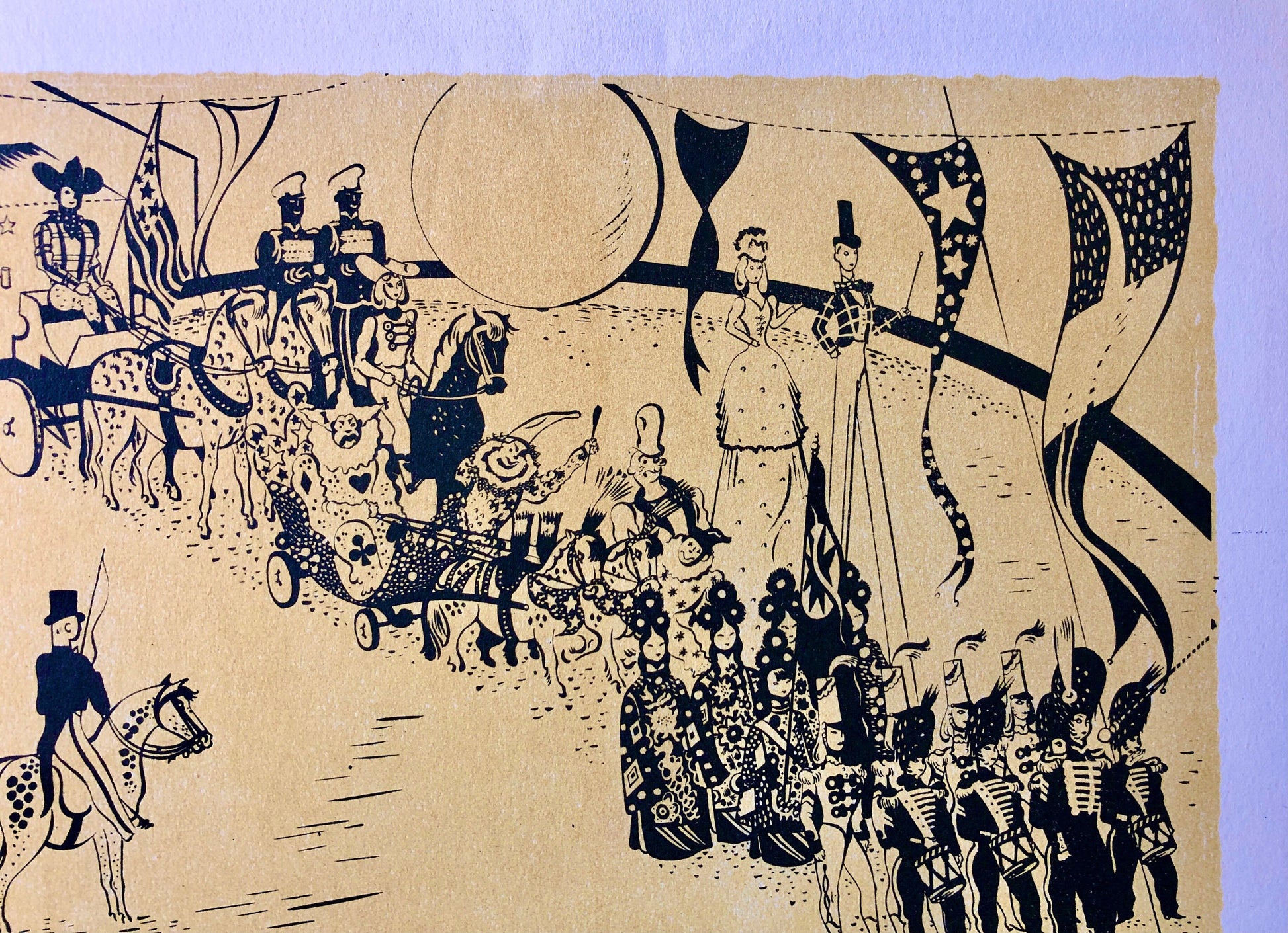 La Parade. A Colour Lithograph From The Parorama Du Cirque by Serge. One of only 1000 produced in 1944. Size: 23.8 x 29.7 cms.