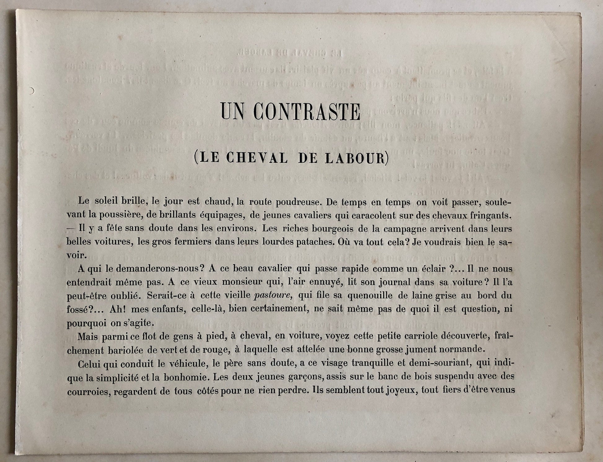The Work Horse. A Large chromolithograph print from Les Animaux Domestiques by Mme Pape-Carpantier. Dated 1872. Size: 24.5 x 21.5 cms.