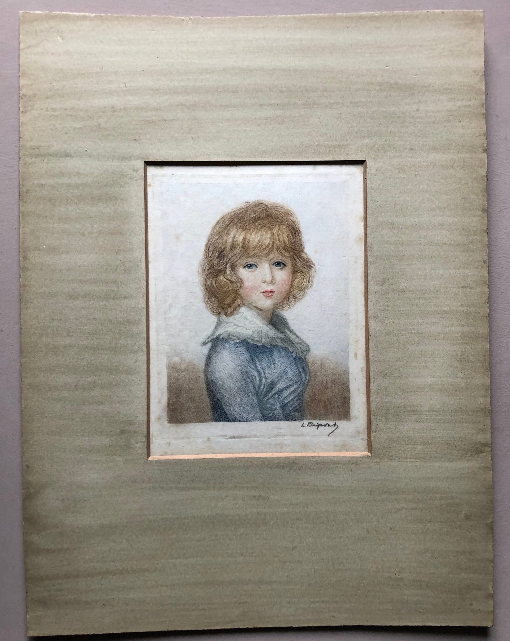 Portrait of a Young Woman. An Original Mezzotint Engraving By Louis DuPont (1896-1967). Signed in pencil. Size: 15.5 x 11.5cms.