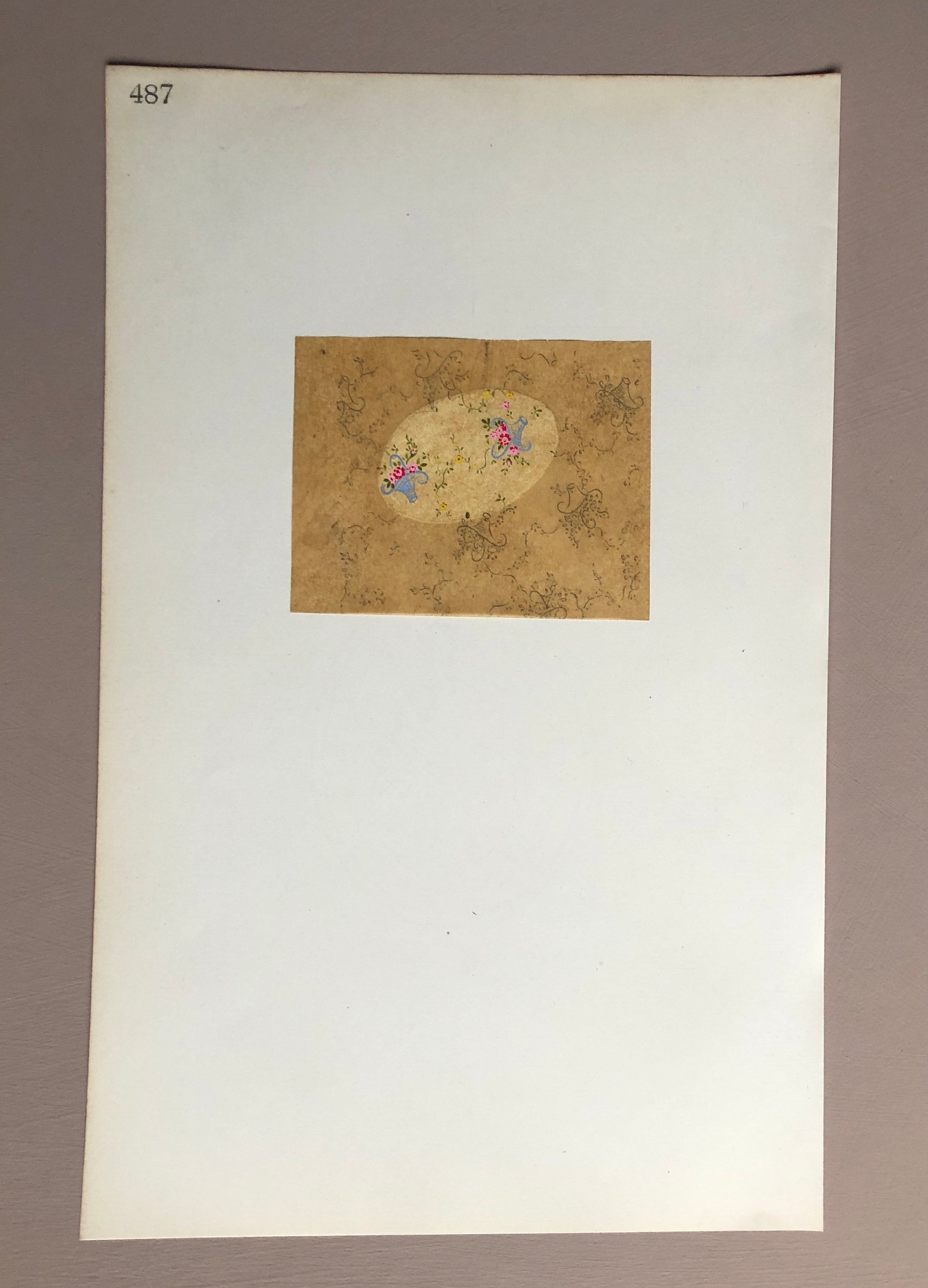 An Original Antique French Textile Design. Hand Drawn and Painted. Produced in Lyon in the early 1900’s. Size: 7.6 x 10 cms