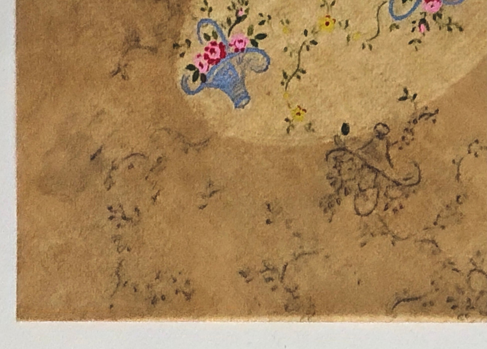 An Original Antique French Textile Design. Hand Drawn and Painted. Produced in Lyon in the early 1900’s. Size: 7.6 x 10 cms