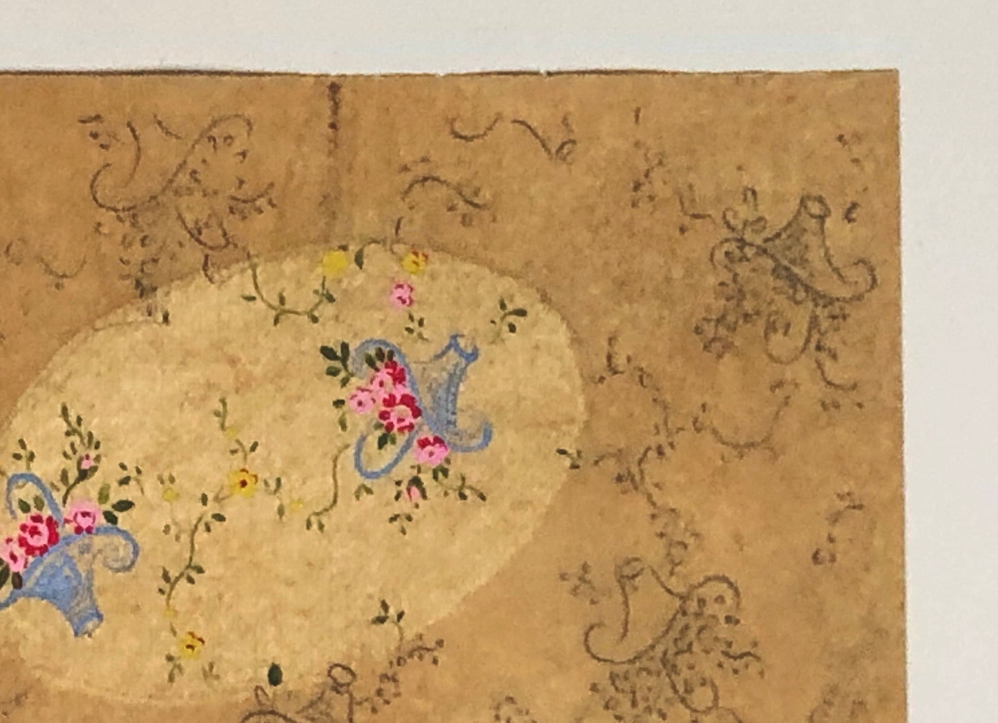 An Original Antique French Textile Design. Hand Drawn and Painted. Produced in Lyon in the early 1900’s. Size: 7.6 x 10 cms