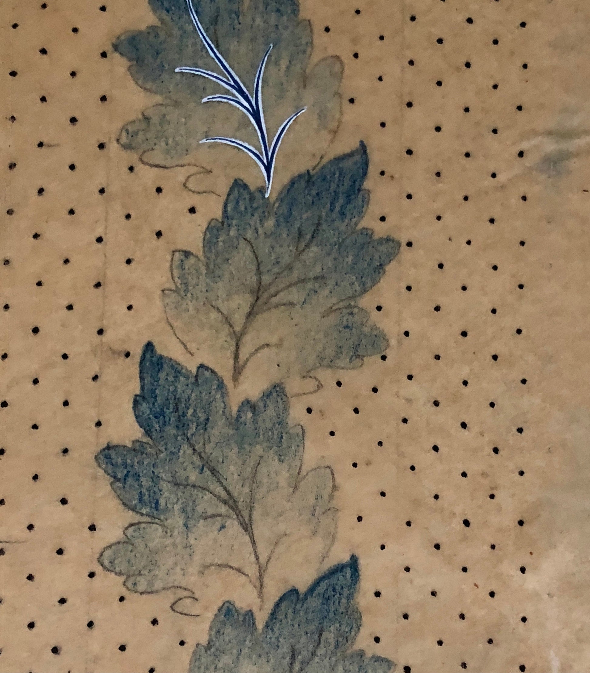 An Original Antique French Textile Design. Hand Drawn and Painted. Produced in Lyon in the early 1900’s. Size: 13.8 x 15.7 cms.