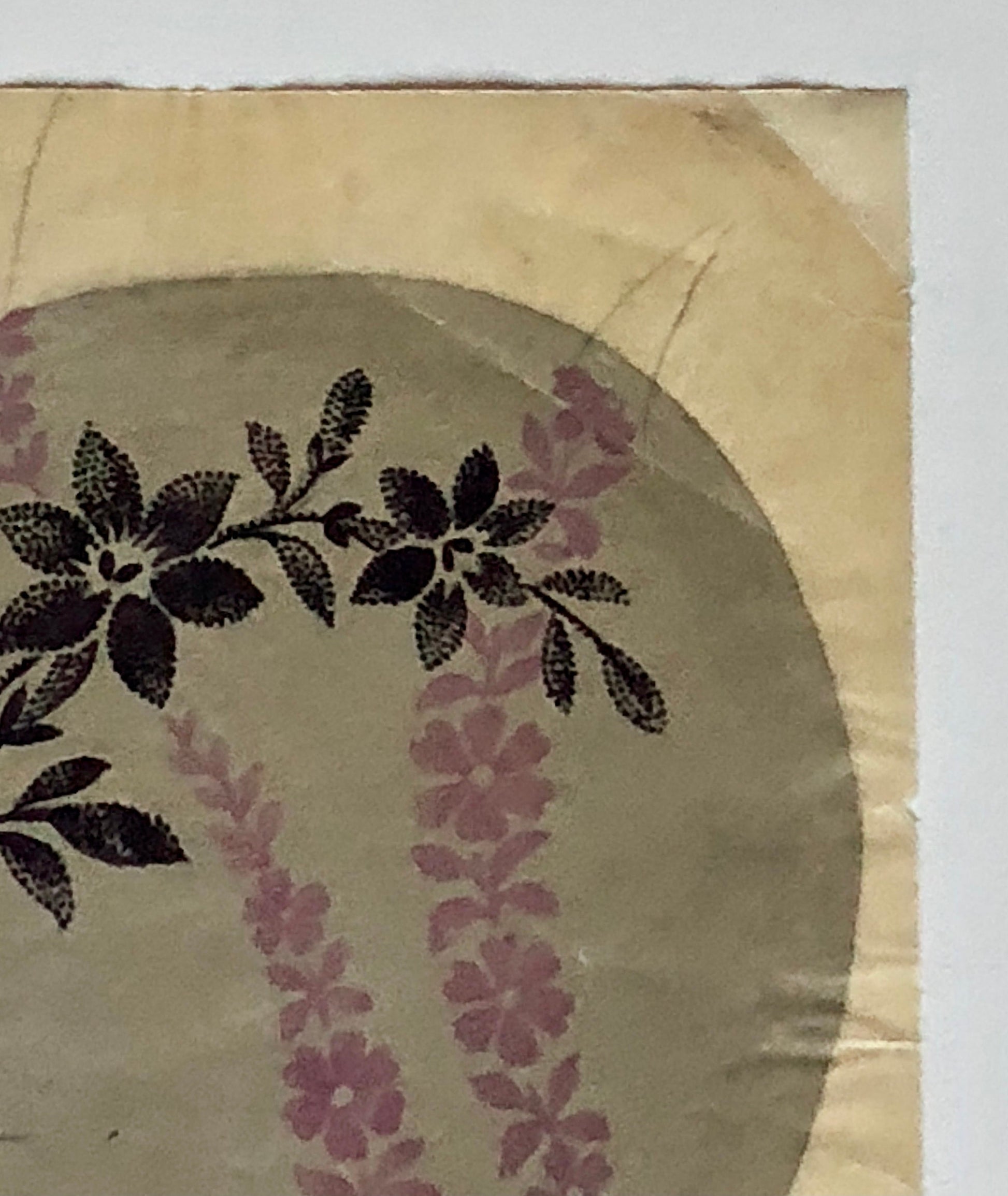 An Original Antique French Textile Design. Hand Drawn and Painted. Produced in Lyon in the early 1900’s. Size: 8.2 x 8 cms.