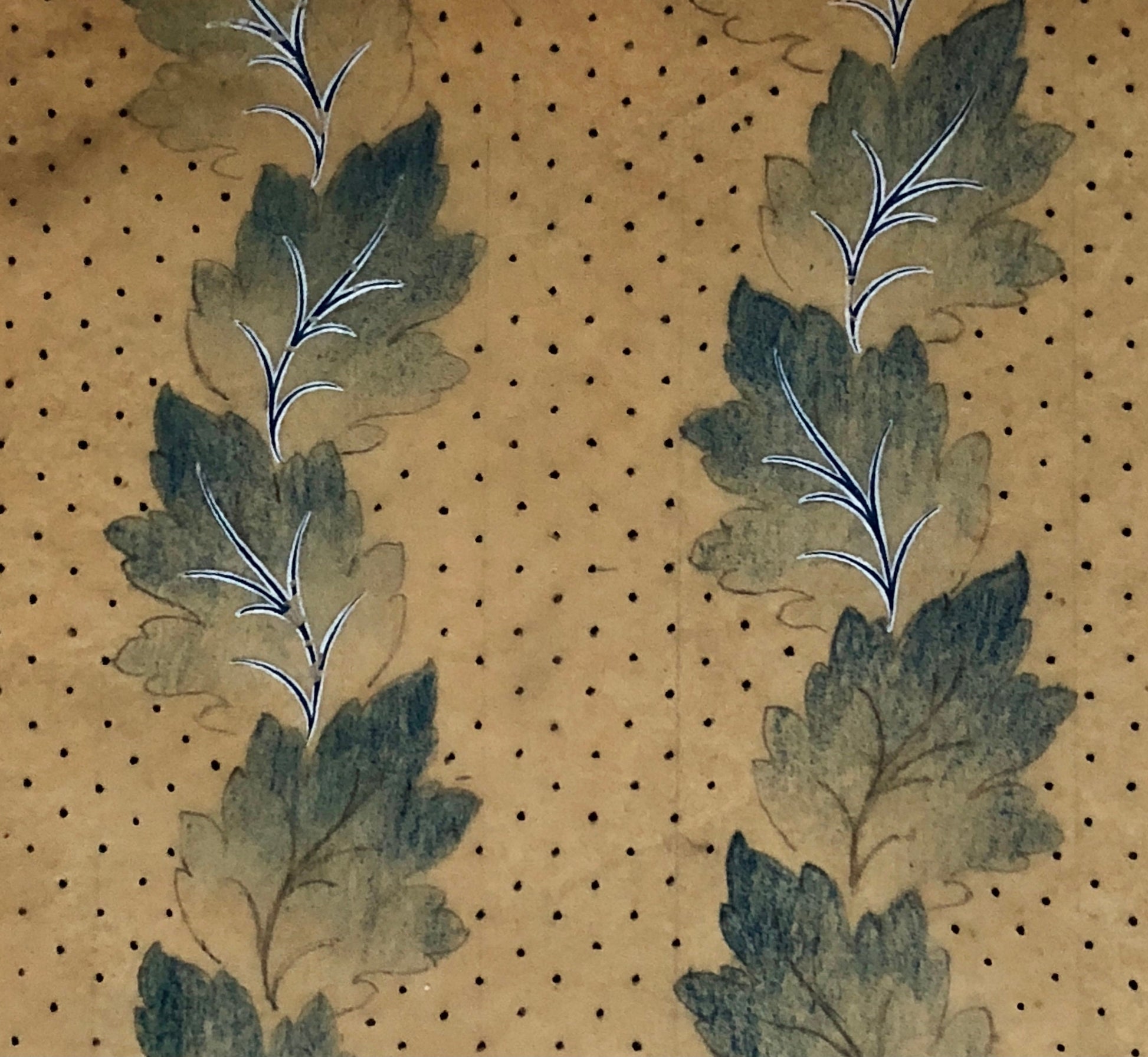 An Original Antique French Textile Design. Hand Drawn and Painted. Produced in Lyon in the early 1900’s. Size: 13.8 x 15.7 cms.