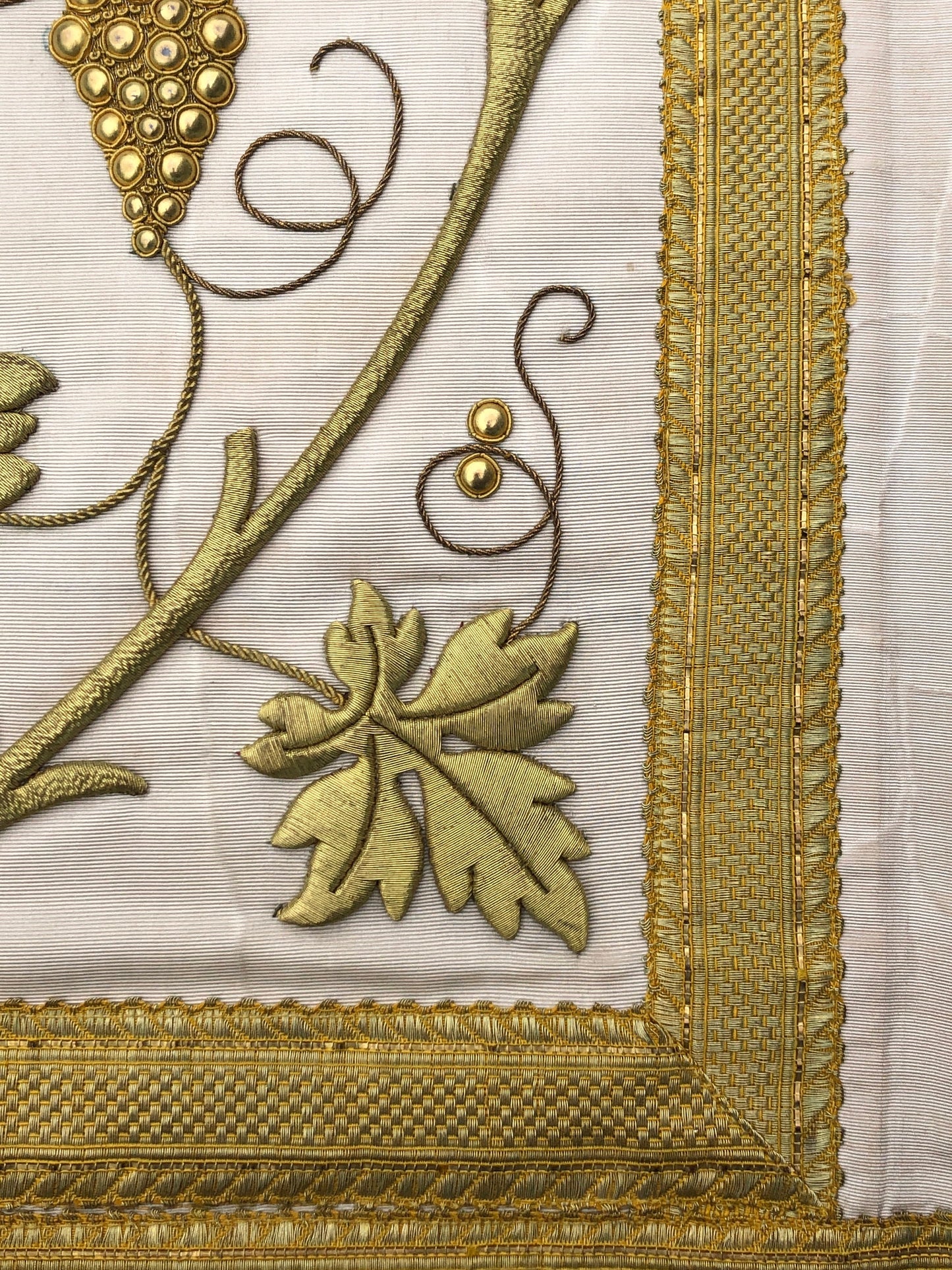A Textile Sample From Lyon, France. Design for a Chasuble. Heavily Embroidered With Gold Thread. Late 19th Century. 58x 47.5 cms.