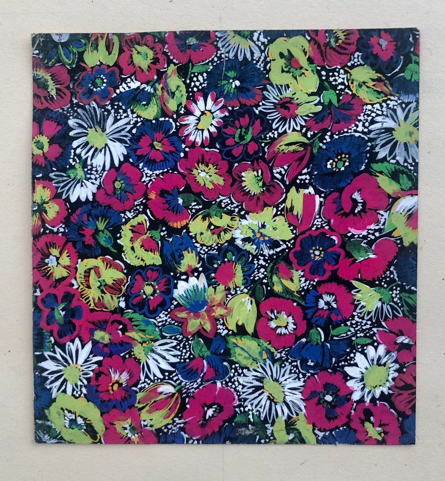 An Original Antique French Textile Design. Hand Painted. Produced in Lyon in the early 1900’s. Size: 11.8 x 11 cms.