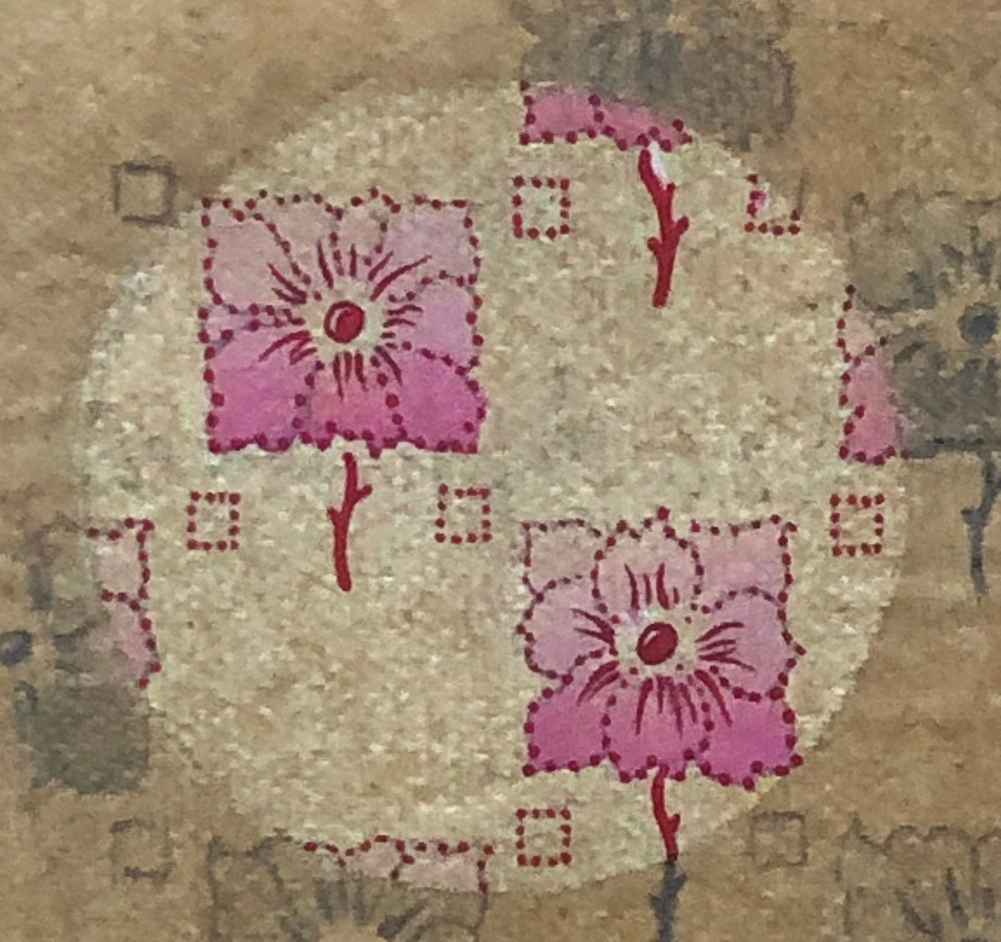 An Original Antique French Textile Design. Hand Painted Using Watercolour. Produced in Lyon in the early 1900’s. Size: 5.8 x 6 cms.