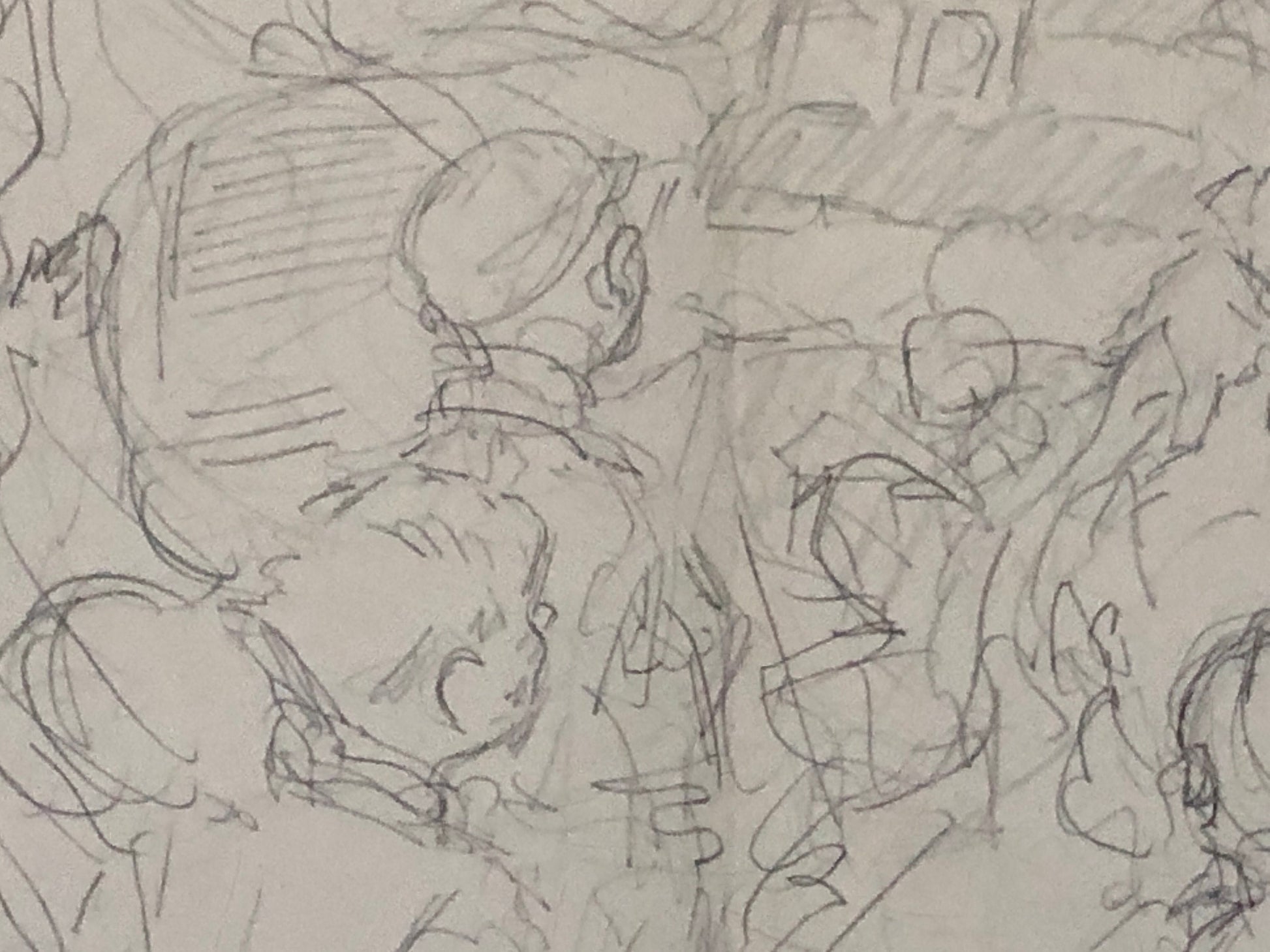 An Original Illustration From The 1950’s. Pencil Drawing. Children Visiting Santa Claus. Size: 27.8 x 38 cms.