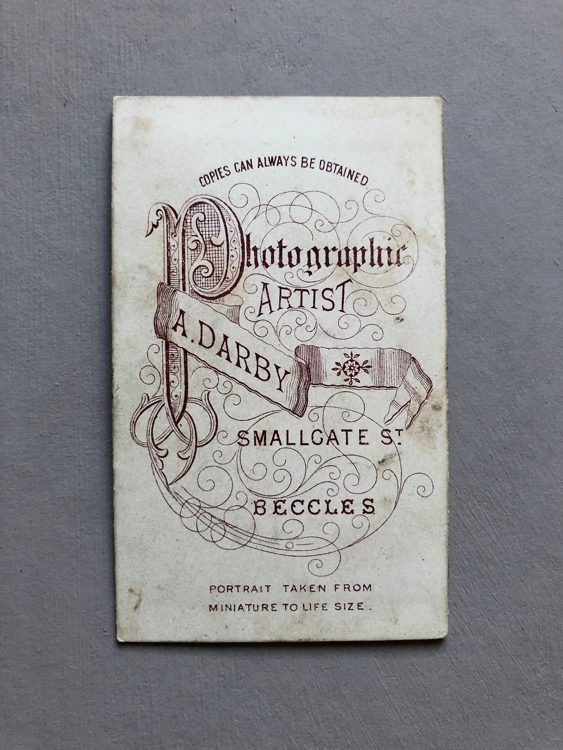 A Policeman. A Carte de Visite. By Alfred Darby of Smallgate Street, Beccles in Suffolk. Late 19th Century. Size: 6.3 x 10.5 cms.