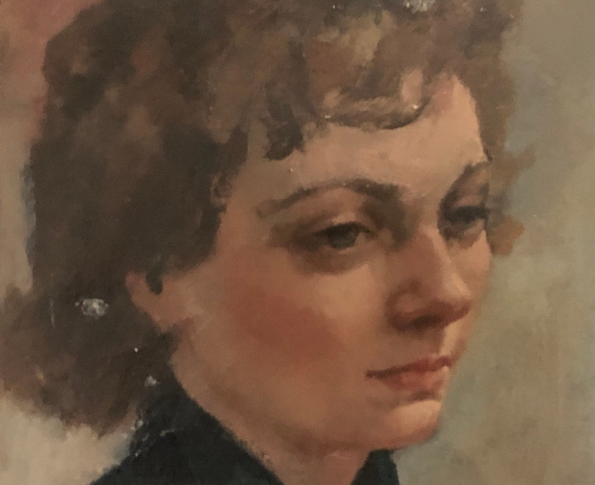 An Original Oil Painting by Dutch Artist Victor Brams. Portrait of A Woman. Possibly 1950’s. Size with frame 43.5 x 43. 5 cms.