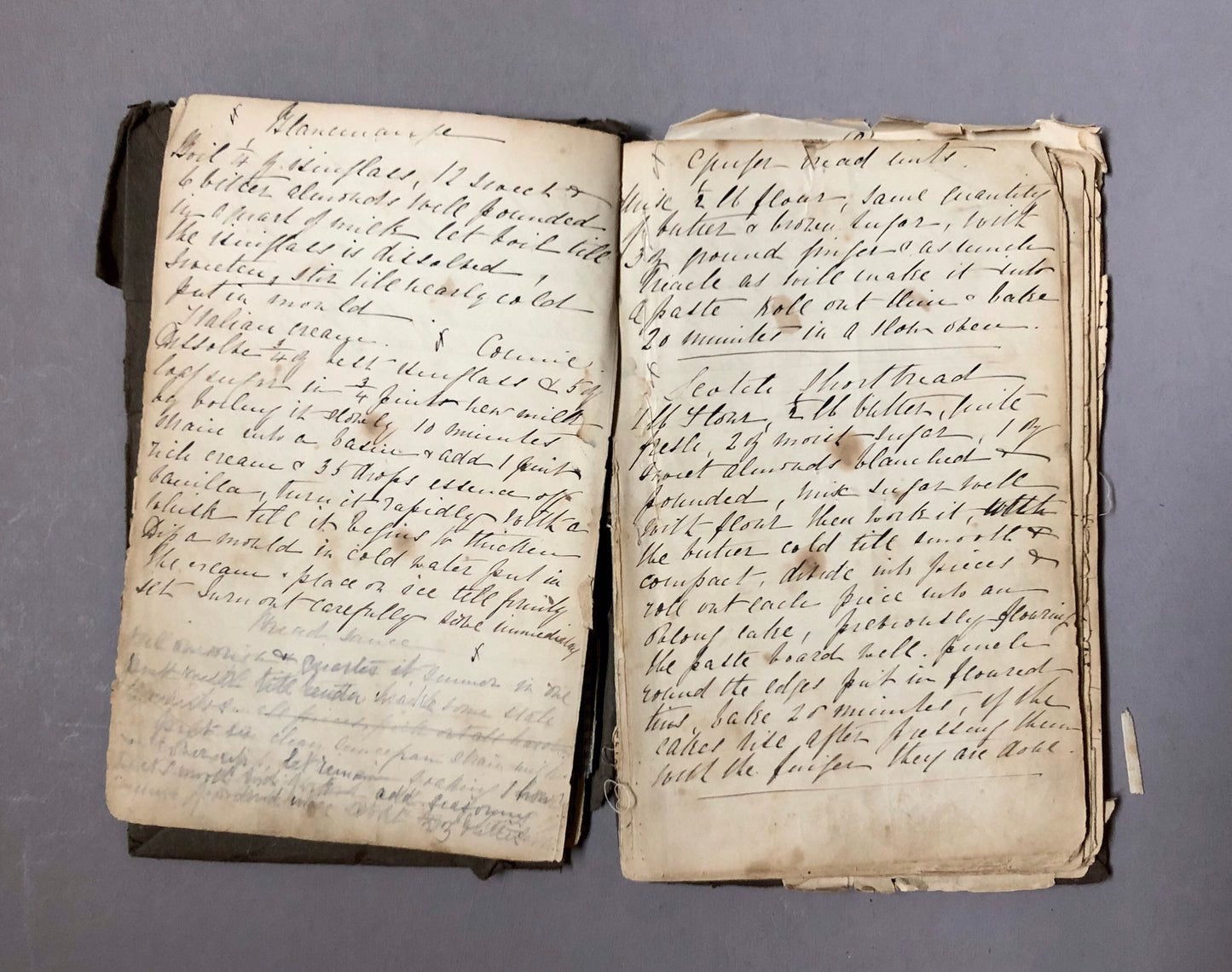 Two Recipe books Containing Notes and Cuttings from Newspapers. Approximately 230 pages. Late 1800’s and Edwardian Period. 16 x 21 cms.