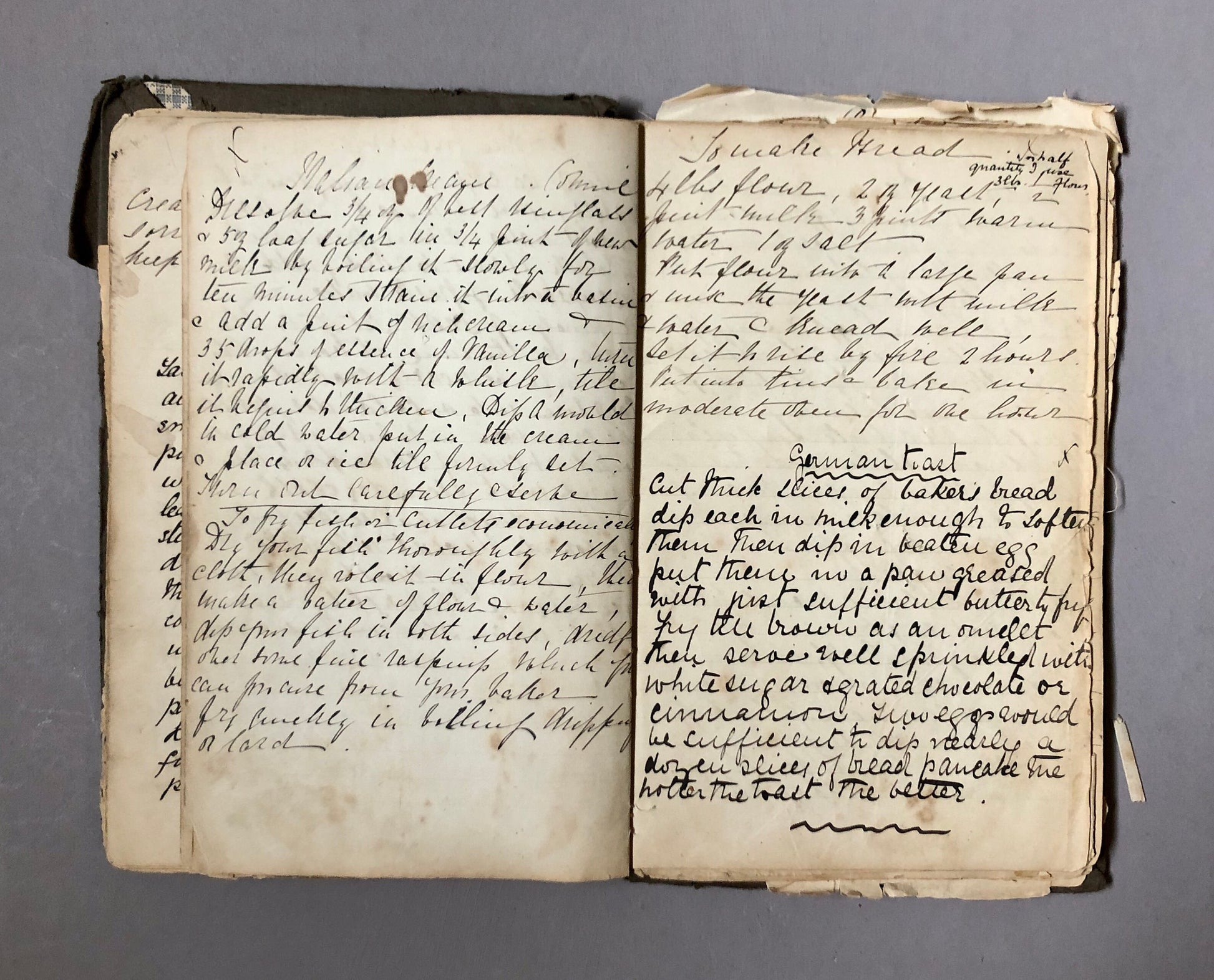 Two Recipe books Containing Notes and Cuttings from Newspapers. Approximately 230 pages. Late 1800’s and Edwardian Period. 16 x 21 cms.