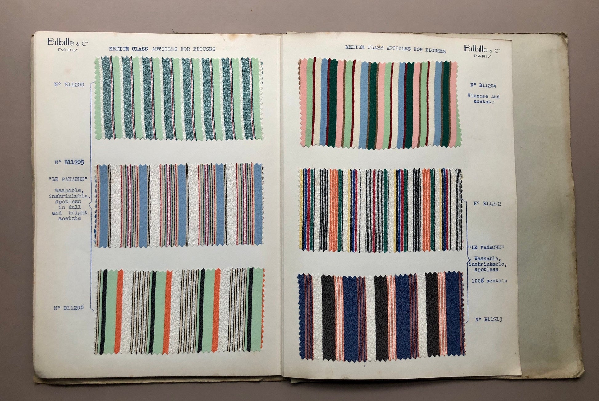 Bilbille & Co of Paris. 14 Booklets Produced in The 1930’s Detailing Current Trends in Fabrics. English Script. 21.5 x 28 cms.