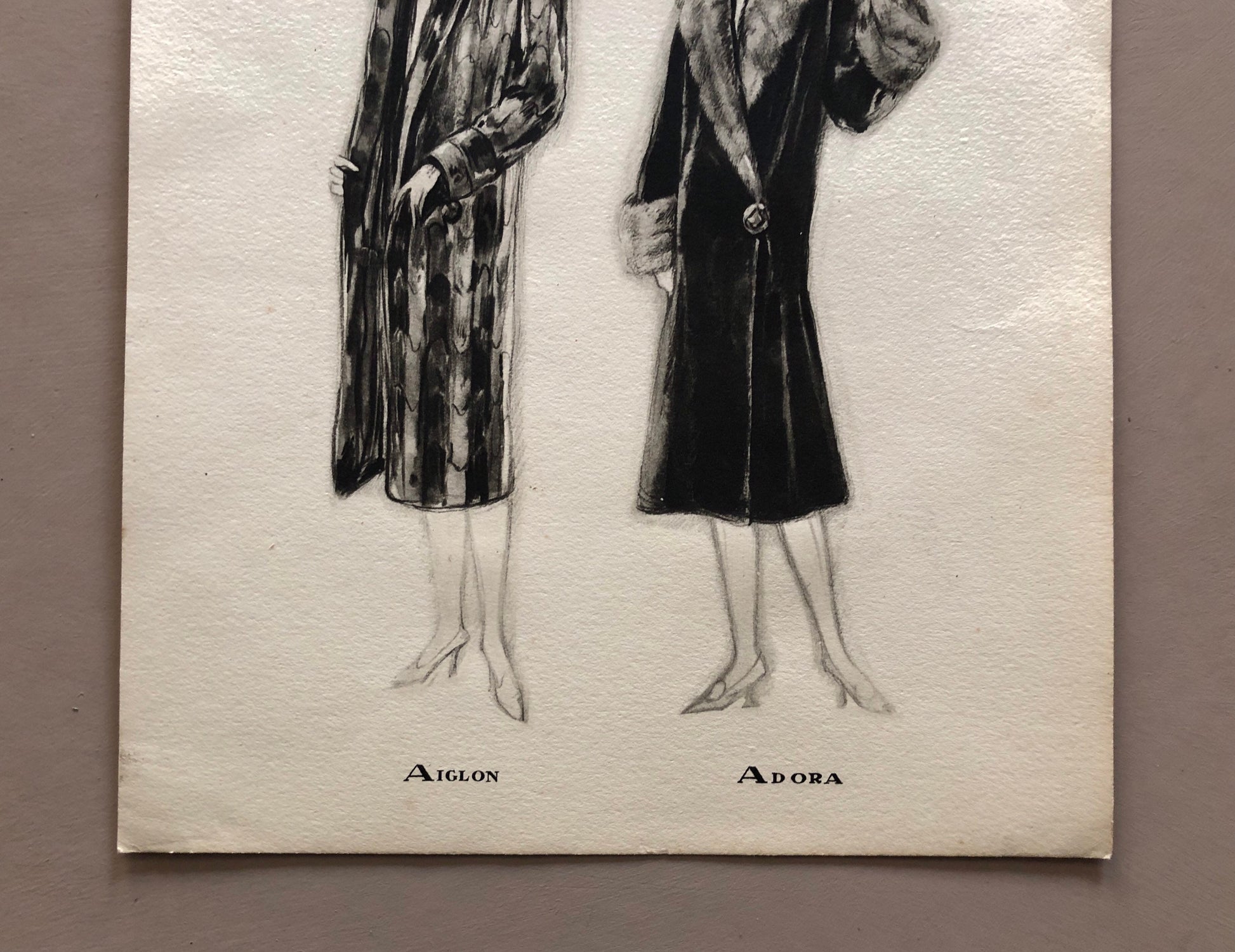 Simon Frères. Women in Furs. A Print Having The Appearance of A Watercolour. French. Dated 1925. Size: 21 x 27 cms.