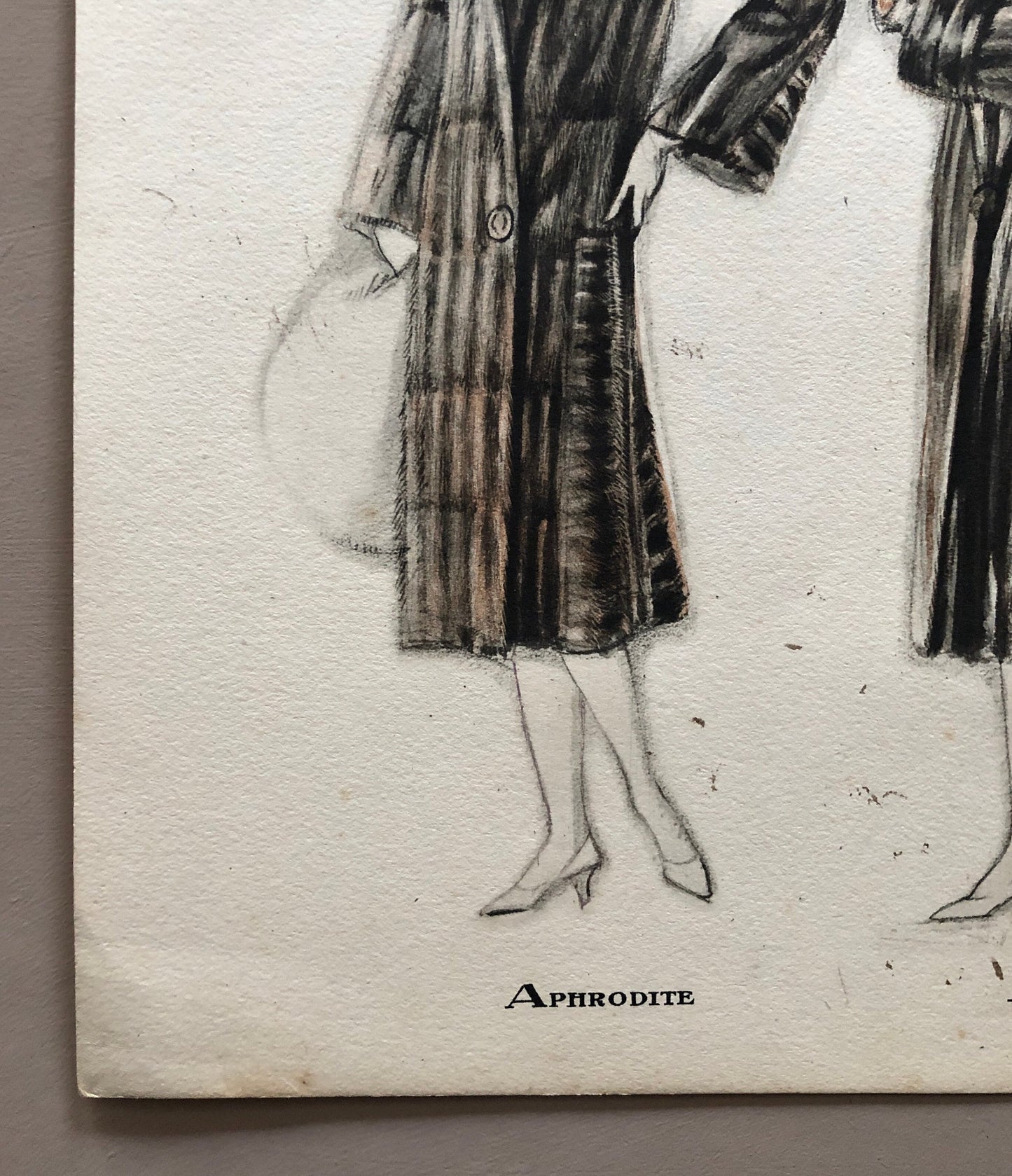 Simon Frères. Women in Furs. A Print Having The Appearance of A Watercolour. French. Dated 1925. Size: 21 x 27 cms.