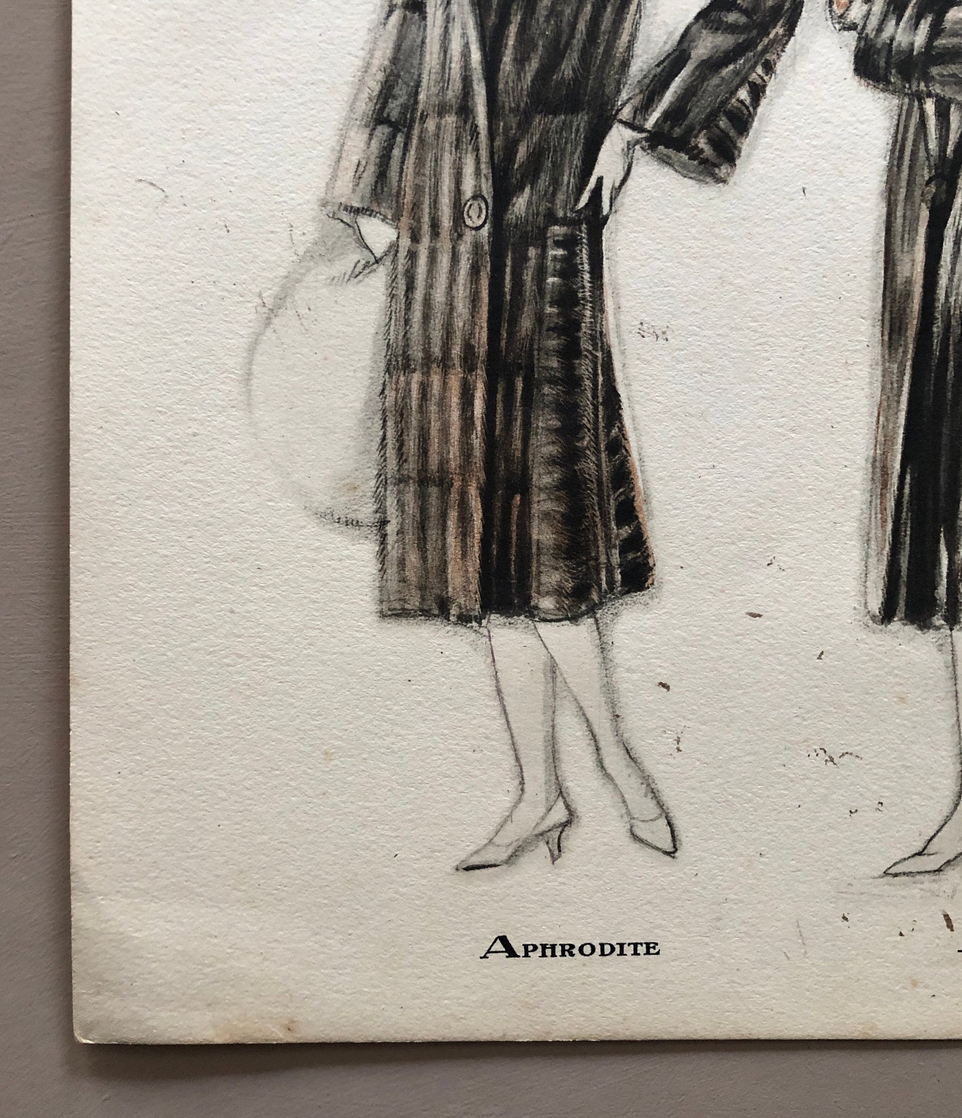 Simon Frères. Women in Furs. A Print Having The Appearance of A Watercolour. French. Dated 1925. Size: 21 x 27 cms.