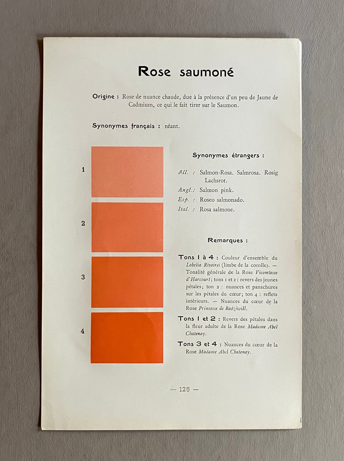 Pink. Colour Charts. Four Plates From Le Repetoire Des Planches by Dauthenay. French. Published in 1909. 24 x 16 cms each.