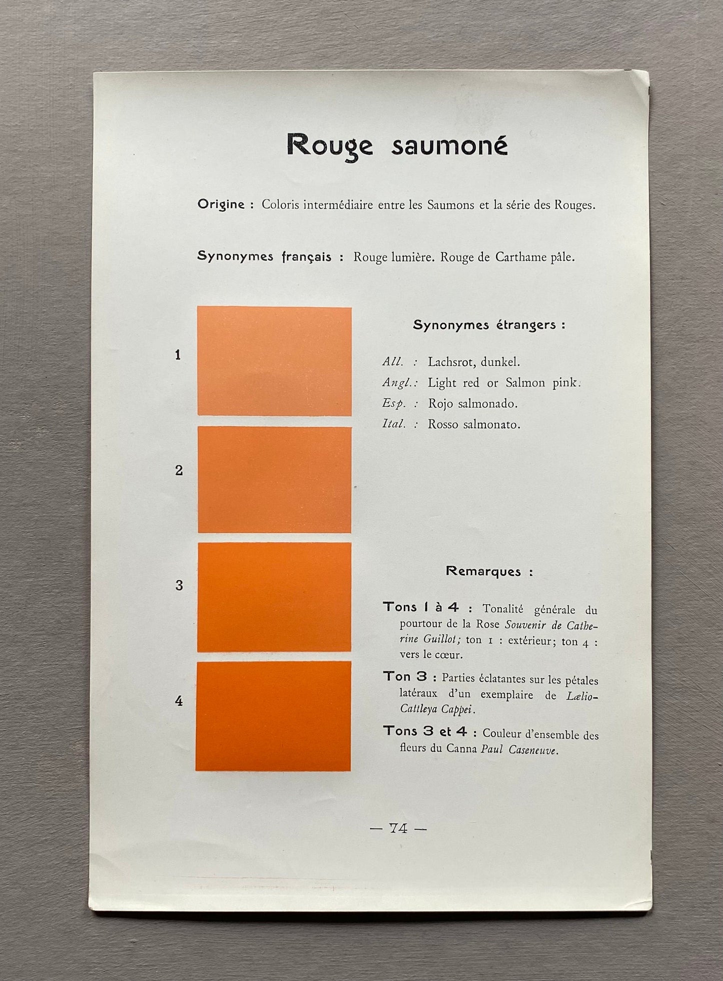 Coral Pink. Colour Charts. Four Plates From Le Repetoire Des Planches by Dauthenay. French. Published in 1909. 24 x 16 cms each.