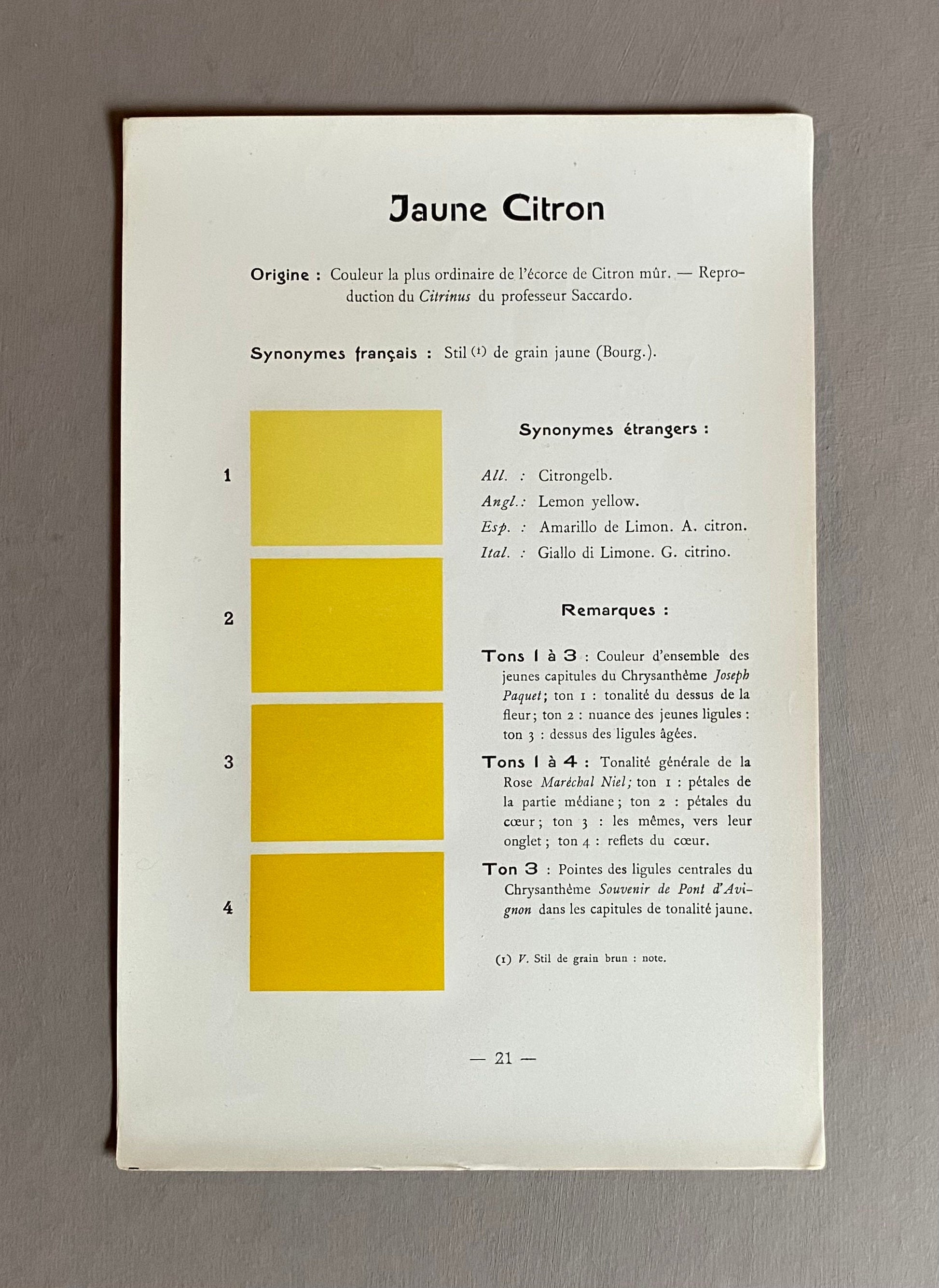 Yellow. Colour Charts. Four Plates From Le Repetoire Des Planches by Dauthenay. French. Published in 1909. 24 x 16 cms each.