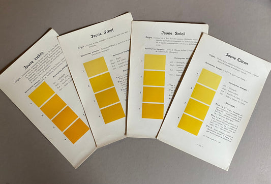 Yellow. Colour Charts. Four Plates From Le Repetoire Des Planches by Dauthenay. French. Published in 1909. 24 x 16 cms each.