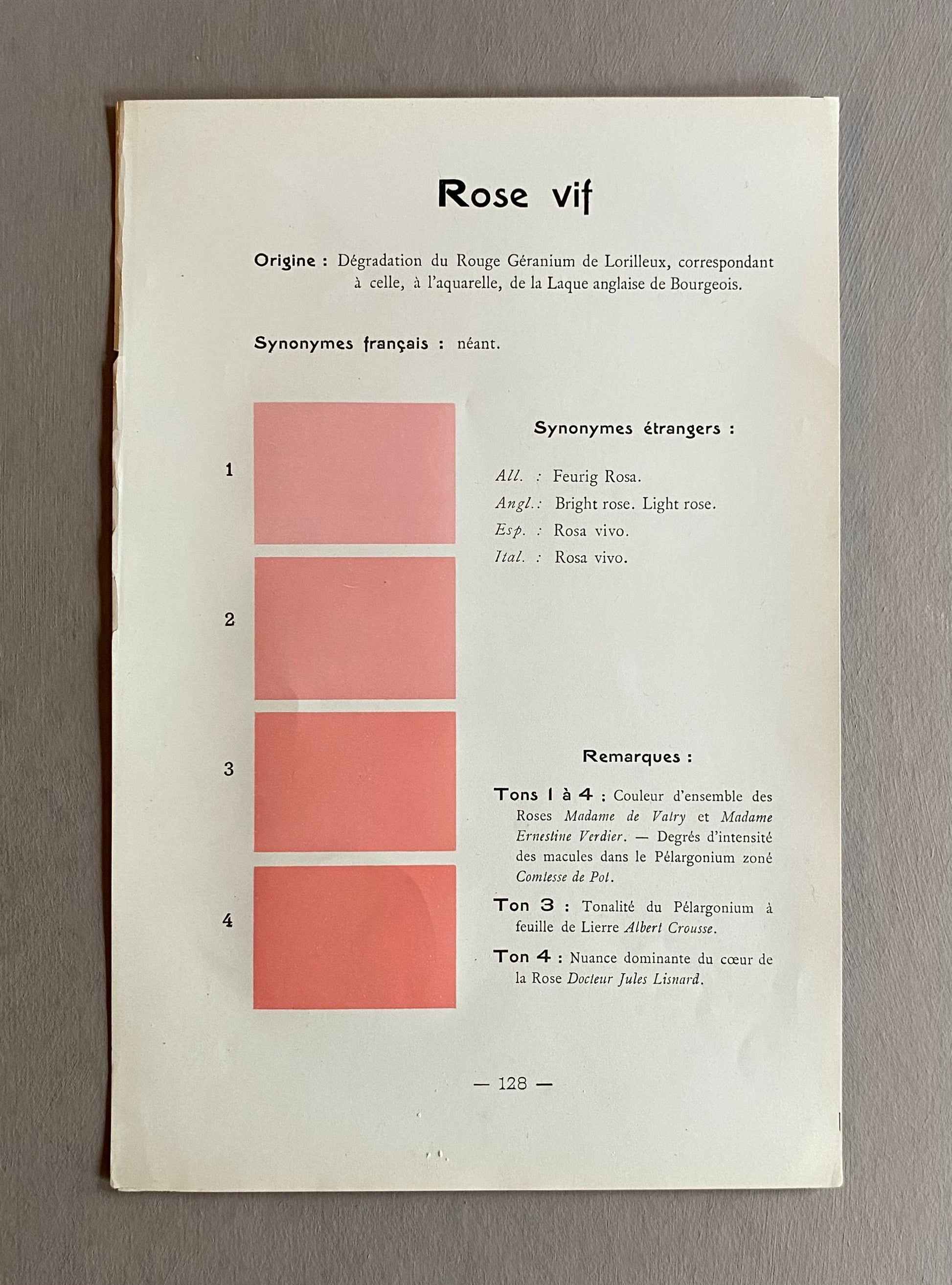 Pink. Colour Charts. Four Plates From Le Repetoire Des Planches by Dauthenay. French. Published in 1909. 24 x 16 cms each.