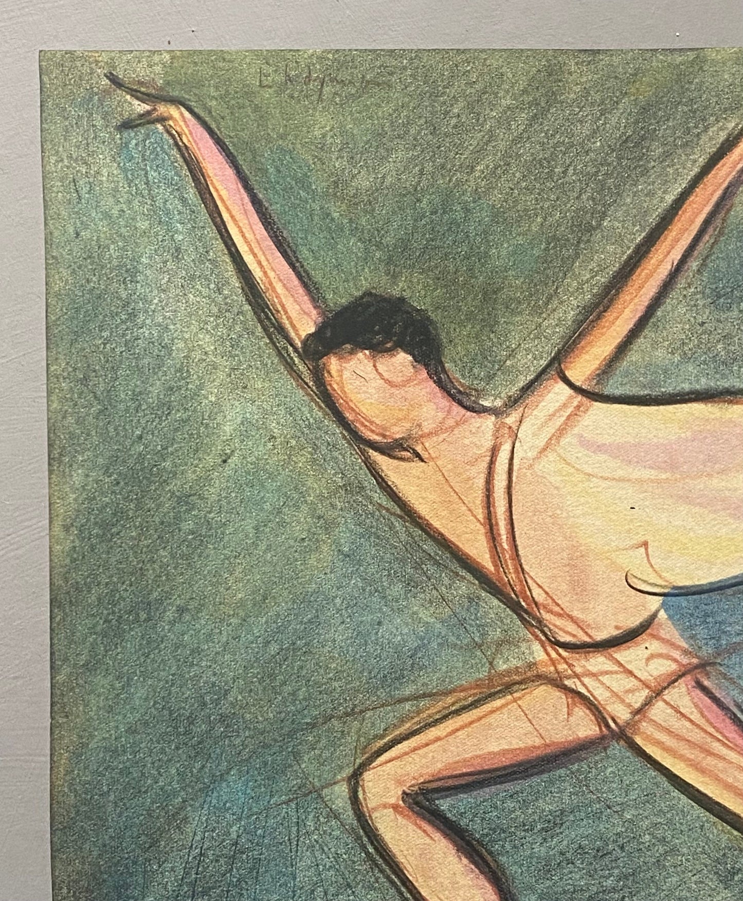 An Original Drawing of Dancer Michel Renault in Endymion by Jean Target. 1940’s. Crayon on Paper. 30.5 x 23.5 cms.