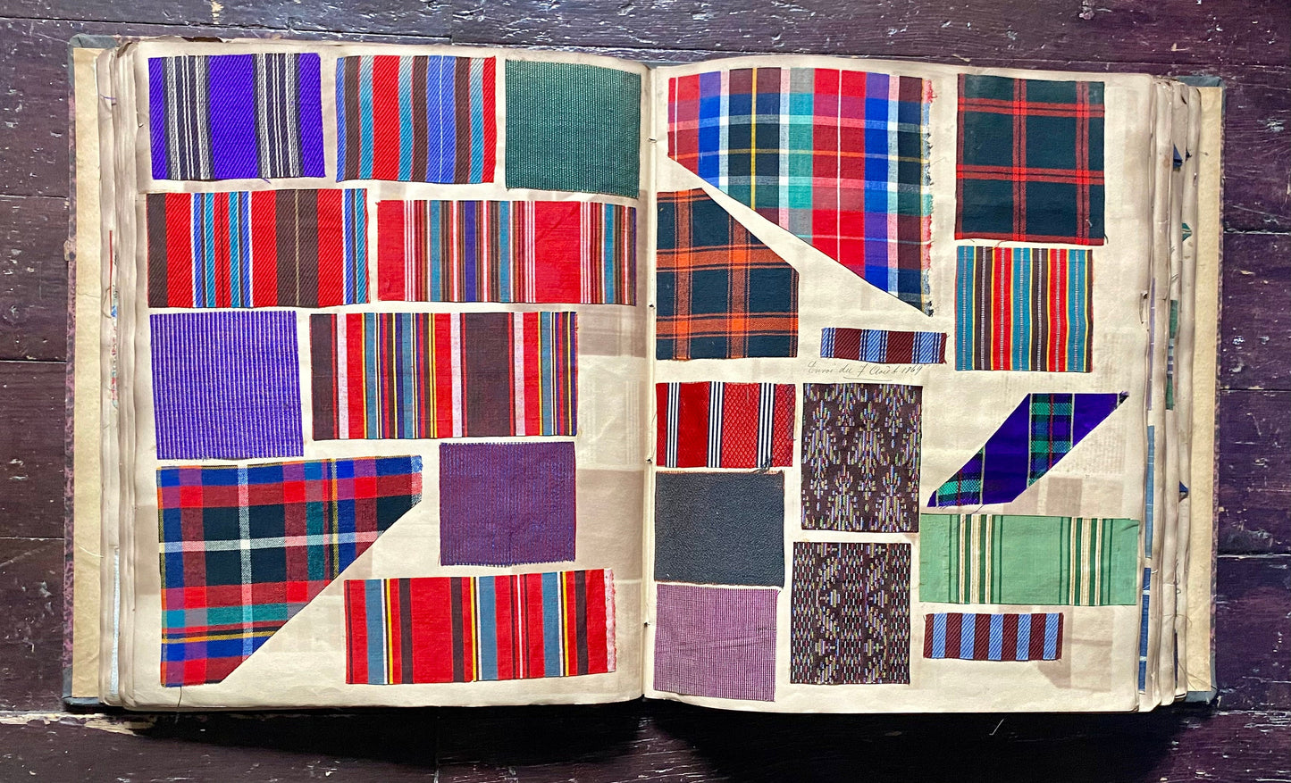 An Album Containing Approximately 1320 Fabric Samples. Mainly Wool and Silk Tartans. French. Dated 1849 to 1868.