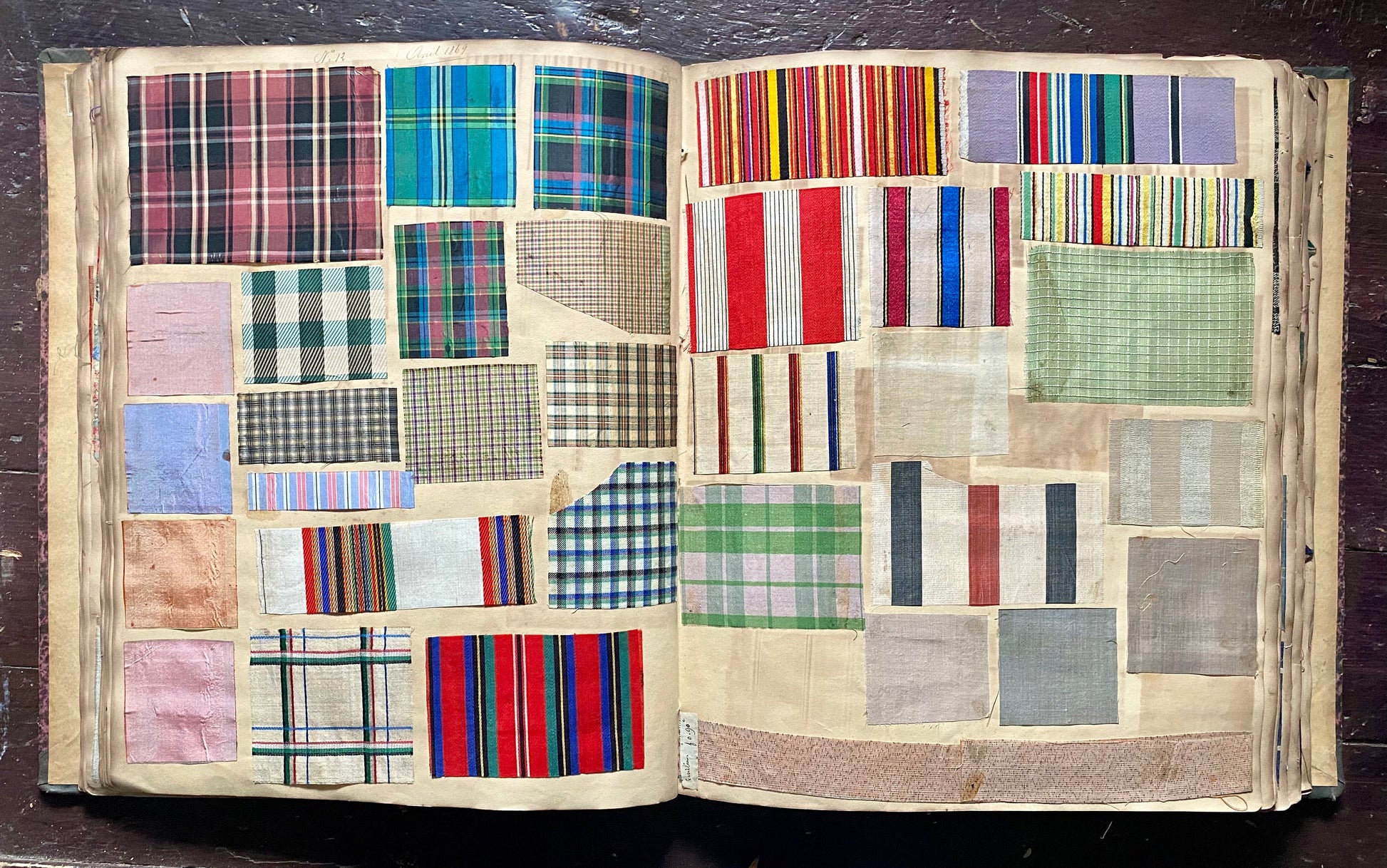 An Album Containing Approximately 1320 Fabric Samples. Mainly Wool and Silk Tartans. French. Dated 1849 to 1868.