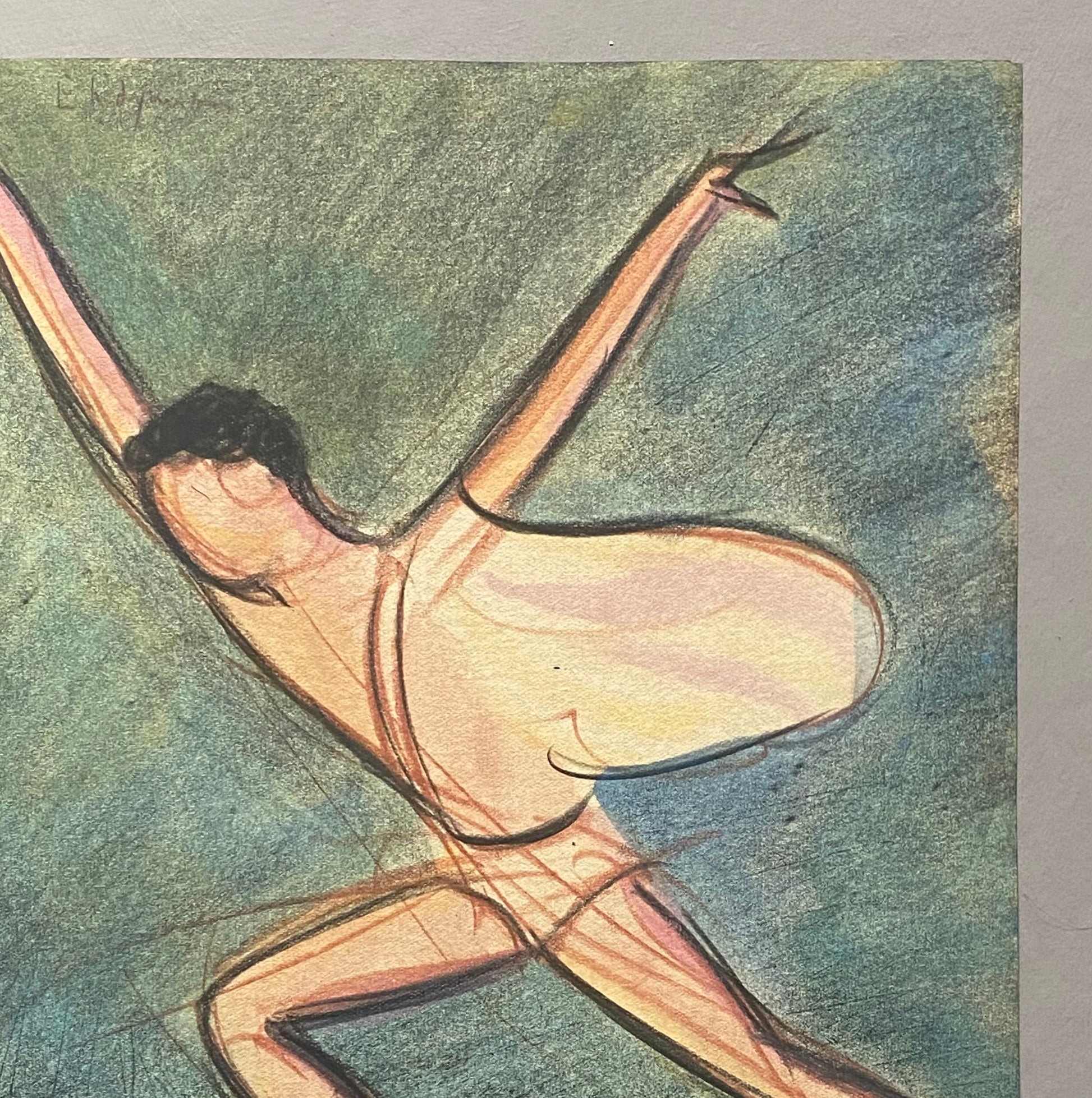An Original Drawing of Dancer Michel Renault in Endymion by Jean Target. 1940’s. Crayon on Paper. 30.5 x 23.5 cms.