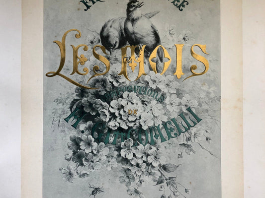 Les Mois. The Months. A Collection of 12 Illustrated Poems by Francois Coppee. Engravings by H. Giacamelli. Large format: 54 x 37 cms.