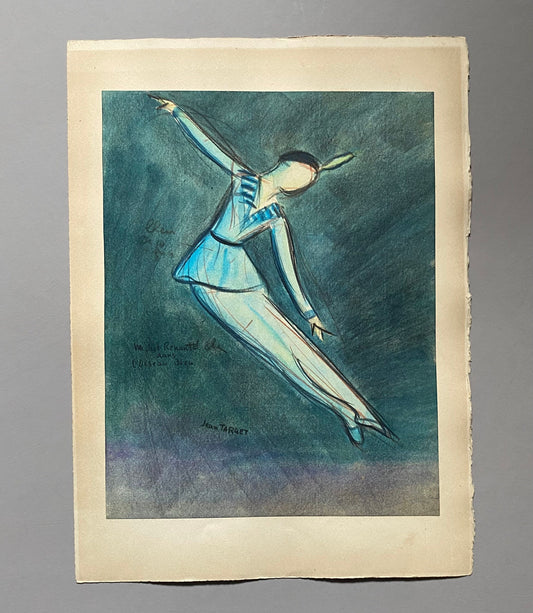 An Original Drawing of Dancer Michel Renault in L’Oiseau Bleu by Jean Target. 1940’s. Crayon on Paper. 30 x 23.2 cms.