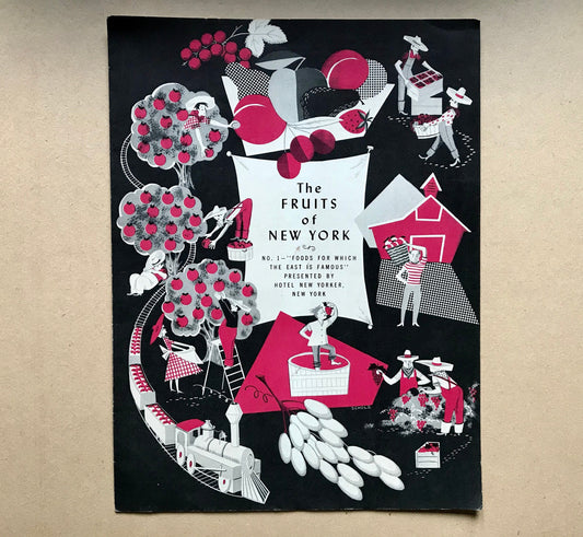 4 Original Menus Presented To Hotel Guests by The Hotel New Yorker in 1950. Artwork by C. Scholtz. Size: 30.5 x 23 cms.