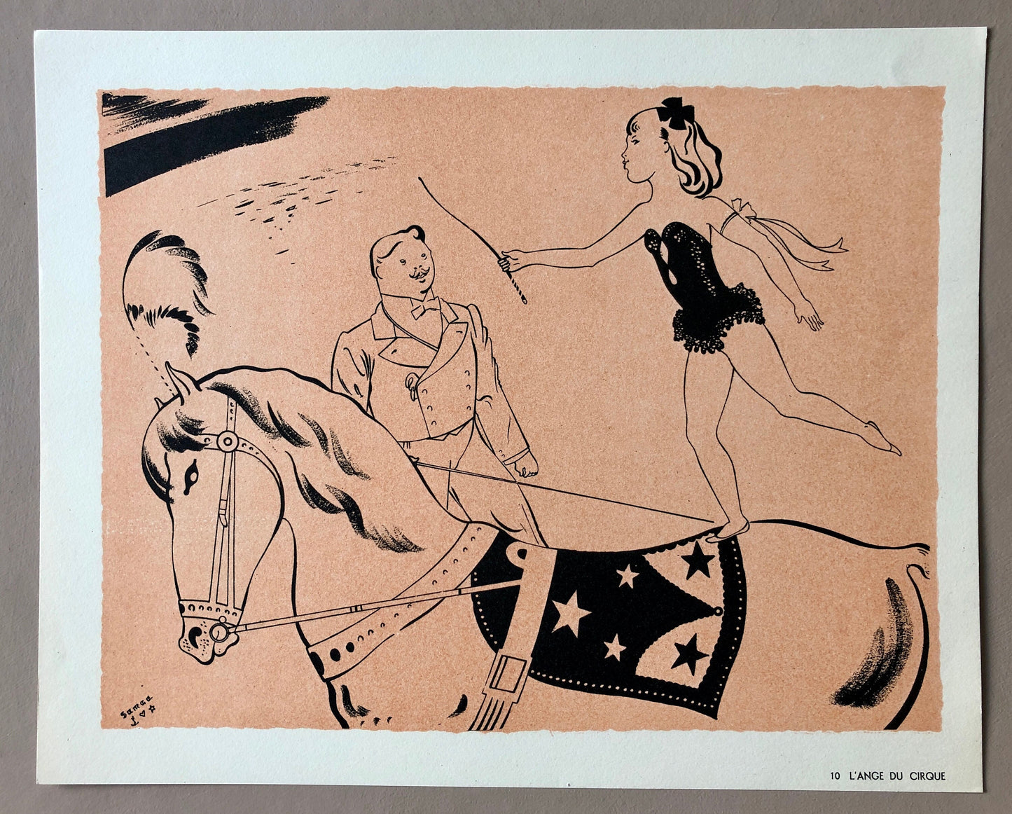 L’Ange Du Cirque. A Lithograph From The Parorama Du Cirque by Serge. One of only 1000 produced in 1944. Size: 23.8 x 29.7 cms.