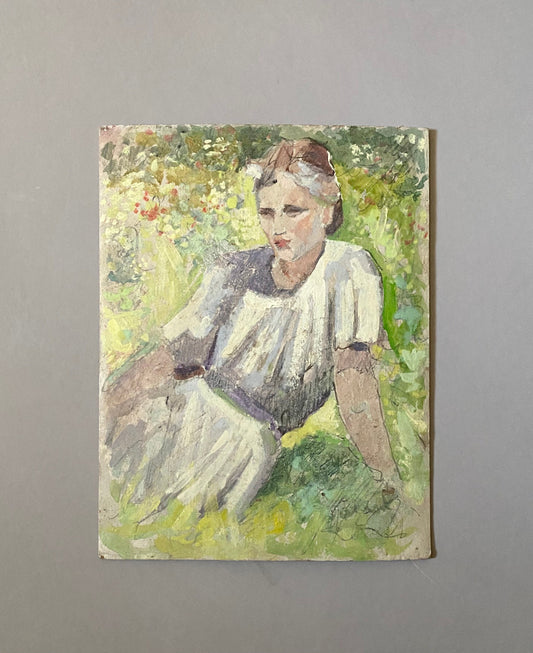 A Portrait in Oil of a Young Woman . Impressionist Style. French. Late 1800’s. Artist unknown. Initialed and inscribed. 35 x 26.5 cms.