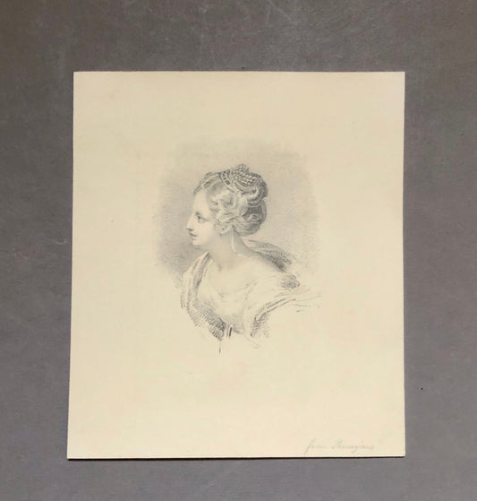 A Pencil Portrait of A Woman. English. Georgian; that is dating around 1840. Size: 14 x 12 cms.