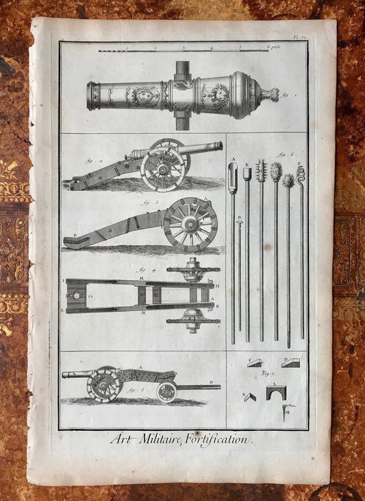 Art Militaire. 38 Original Engraved Plates Illustrating the Military Arts and Fortifications. Dated 1762. From the Recuil de Planche.