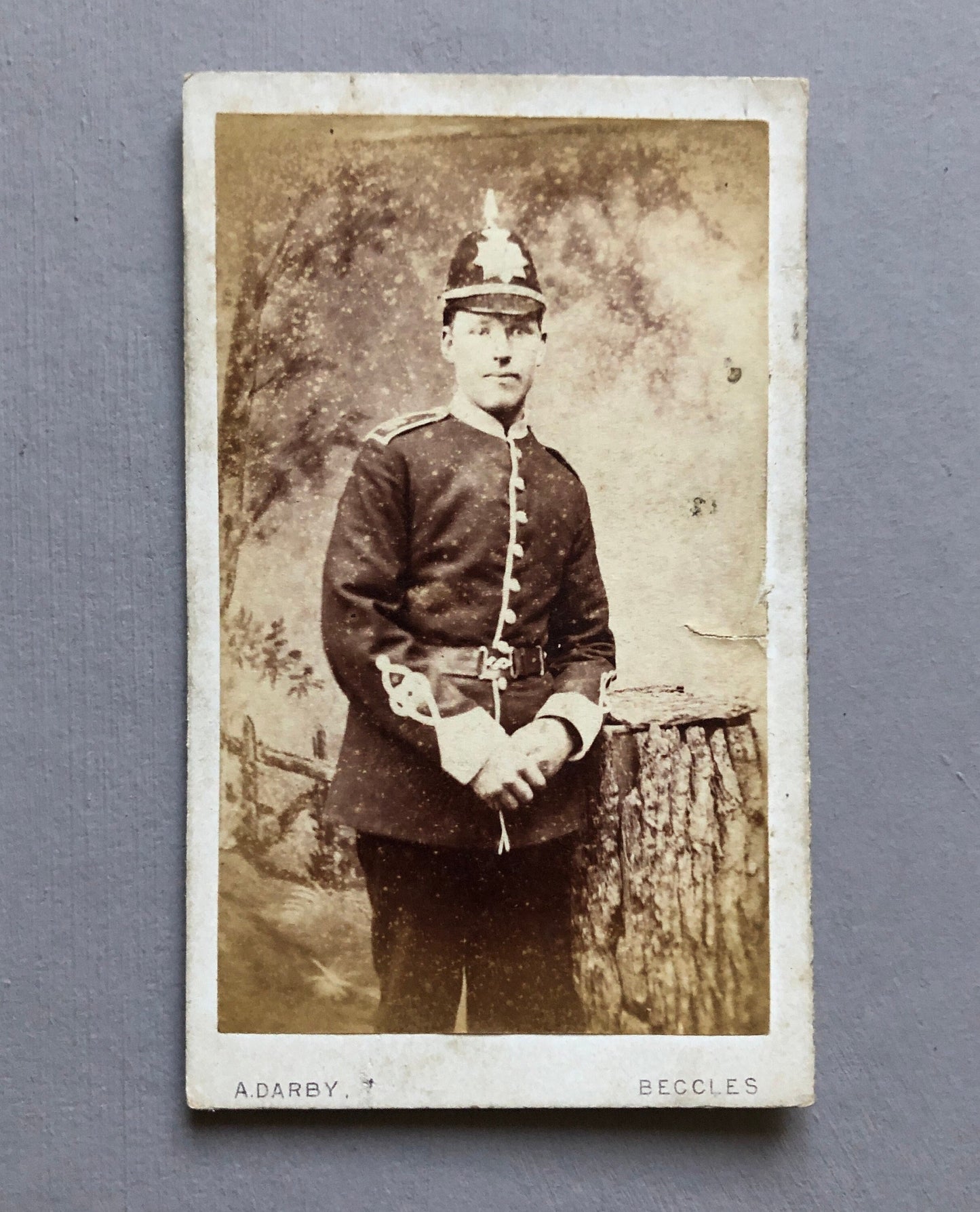 A Policeman. A Carte de Visite. By Alfred Darby of Smallgate Street, Beccles in Suffolk. Late 19th Century. Size: 6.3 x 10.5 cms.