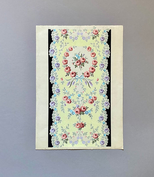 An Original Textile Design From Lyon, France. Hand Drawn and Painted. Late 19th Century. Size: 35.5 x 25 cms.