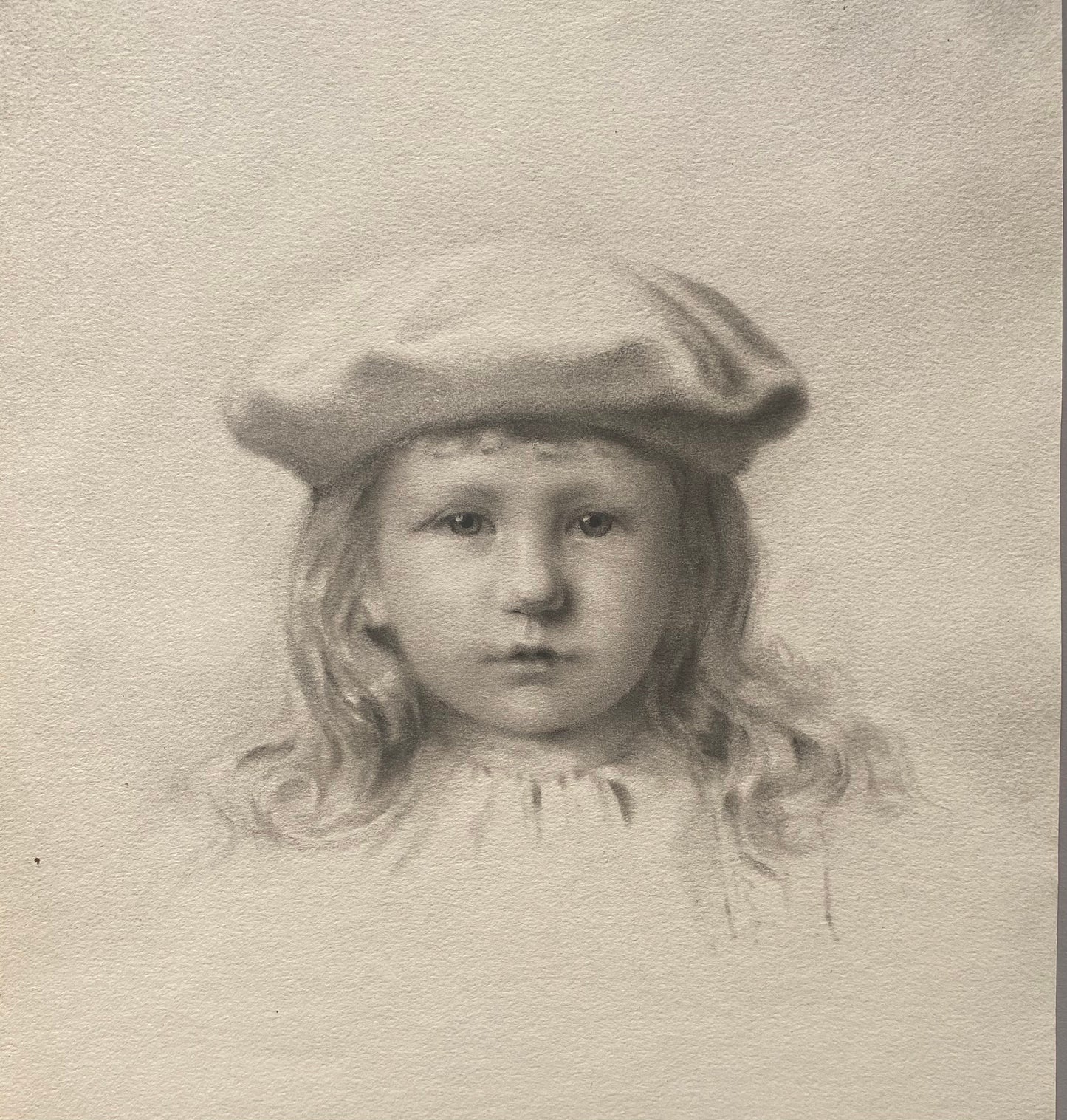 A Original Charcoal Portrait of a Girl. French. Late 1800s. Size: 22.5 x30 cms.