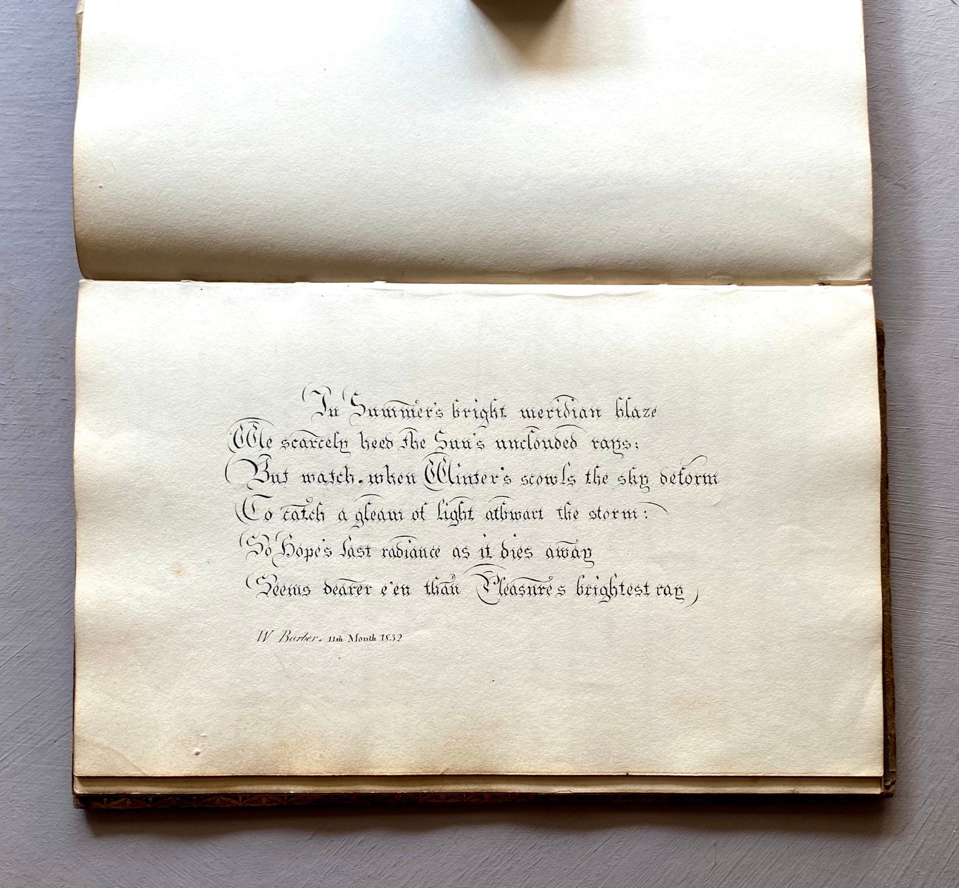 A Scrapbook From The Early 1800s. Watercolours, Drawings and Decorative Script. Size: 12.3 x 20.5 cms.