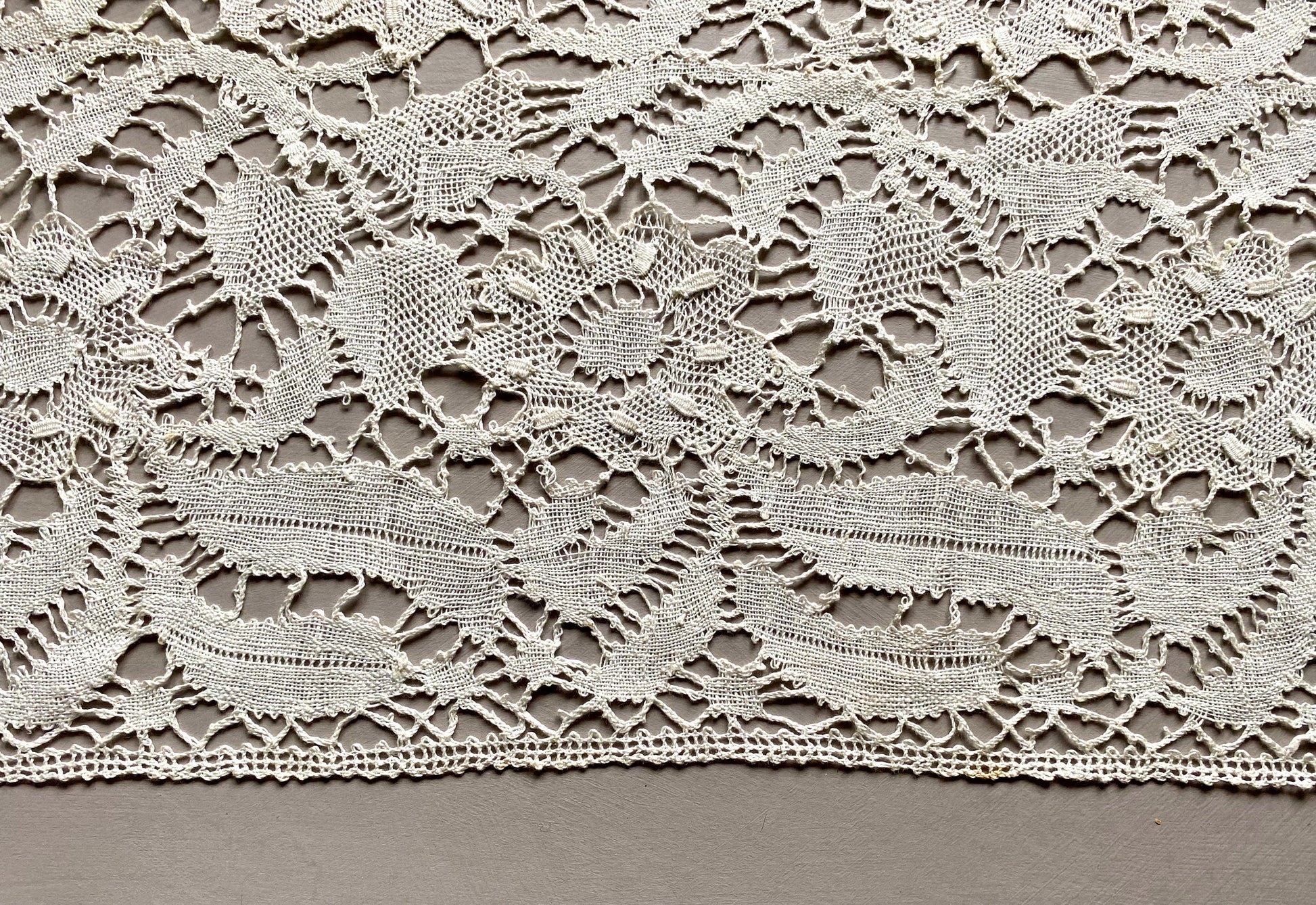 A 10.5 Meter Length of Antique Lace. French Origin. Hand Made. 34.5 cms wide.