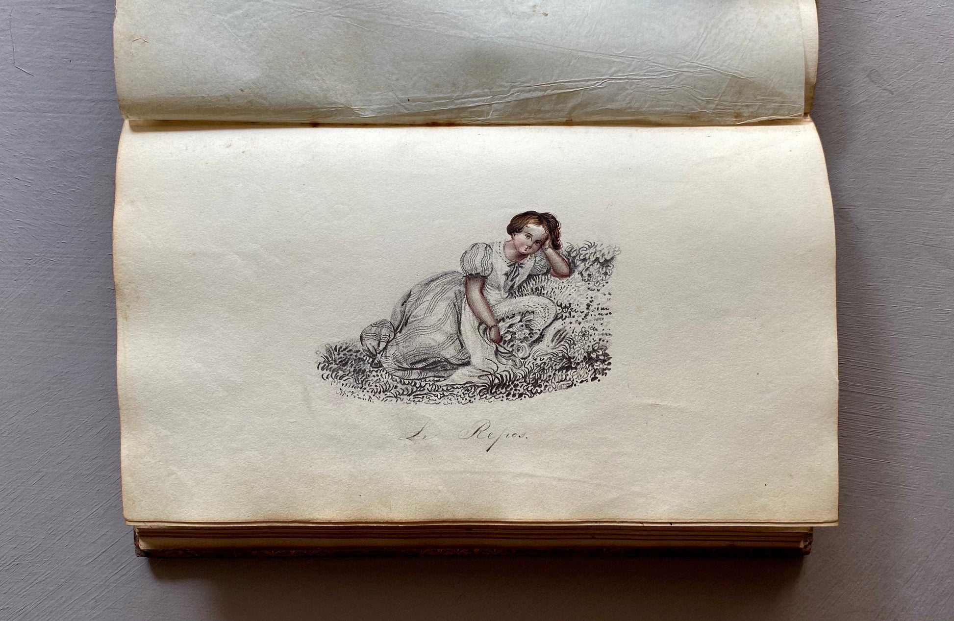 A Scrapbook From The Early 1800s. Watercolours, Drawings and Decorative Script. Size: 12.3 x 20.5 cms.